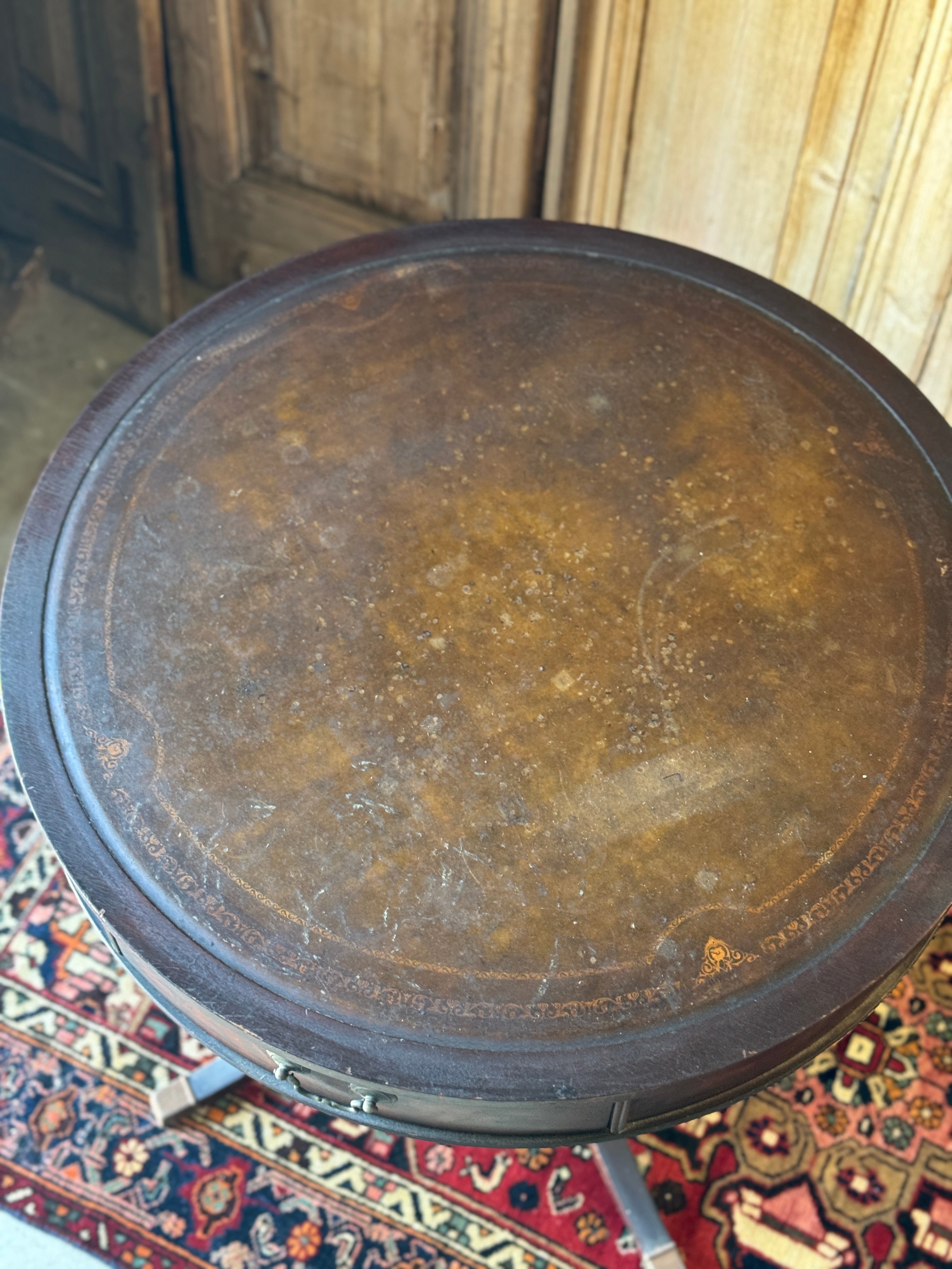 Large Vintage Regency Drum Table