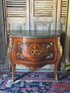 Vintage French Louis XV-Style Bombe Commode with Marble Top