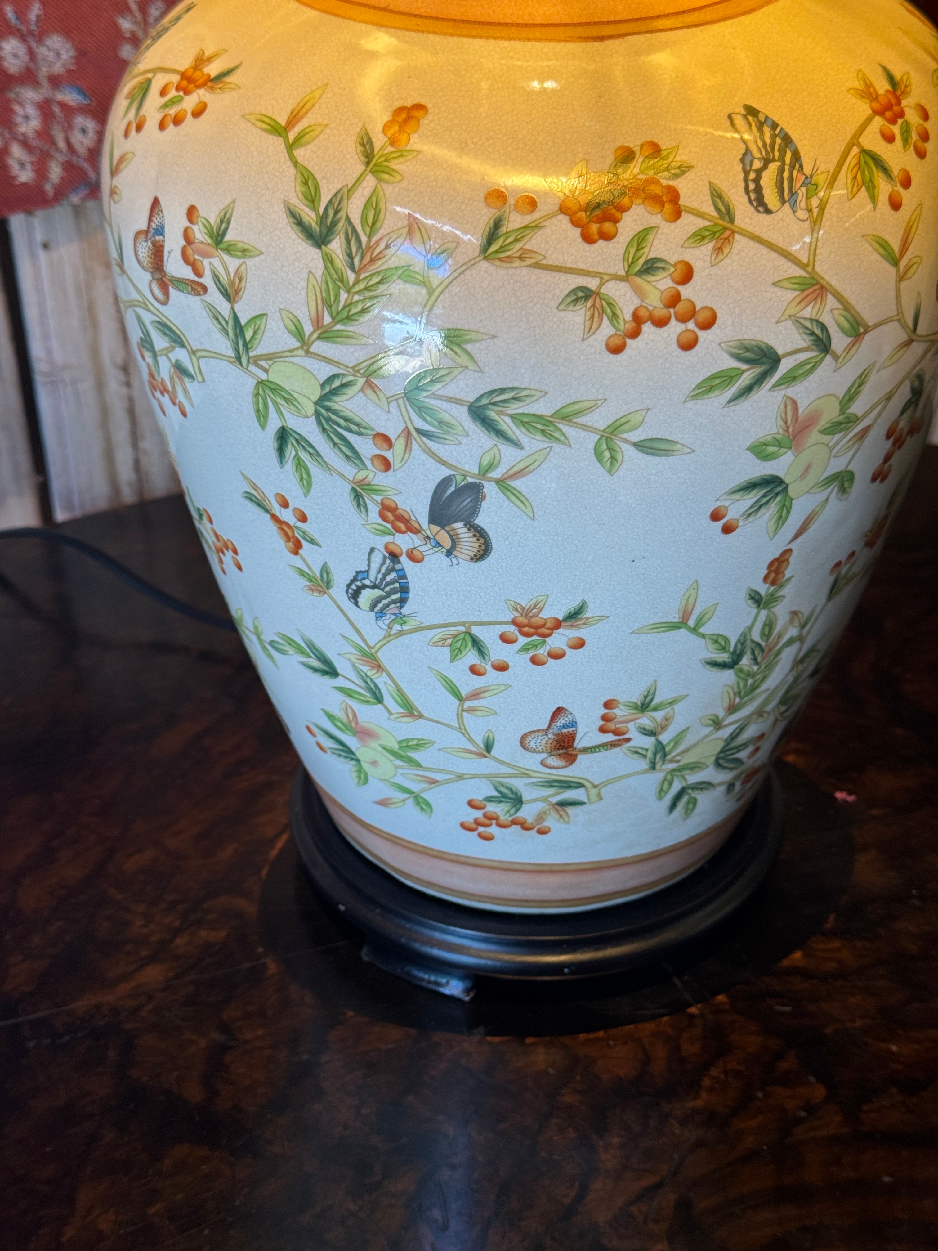 Vintage Porcelain Lamp With New Velvet Shade