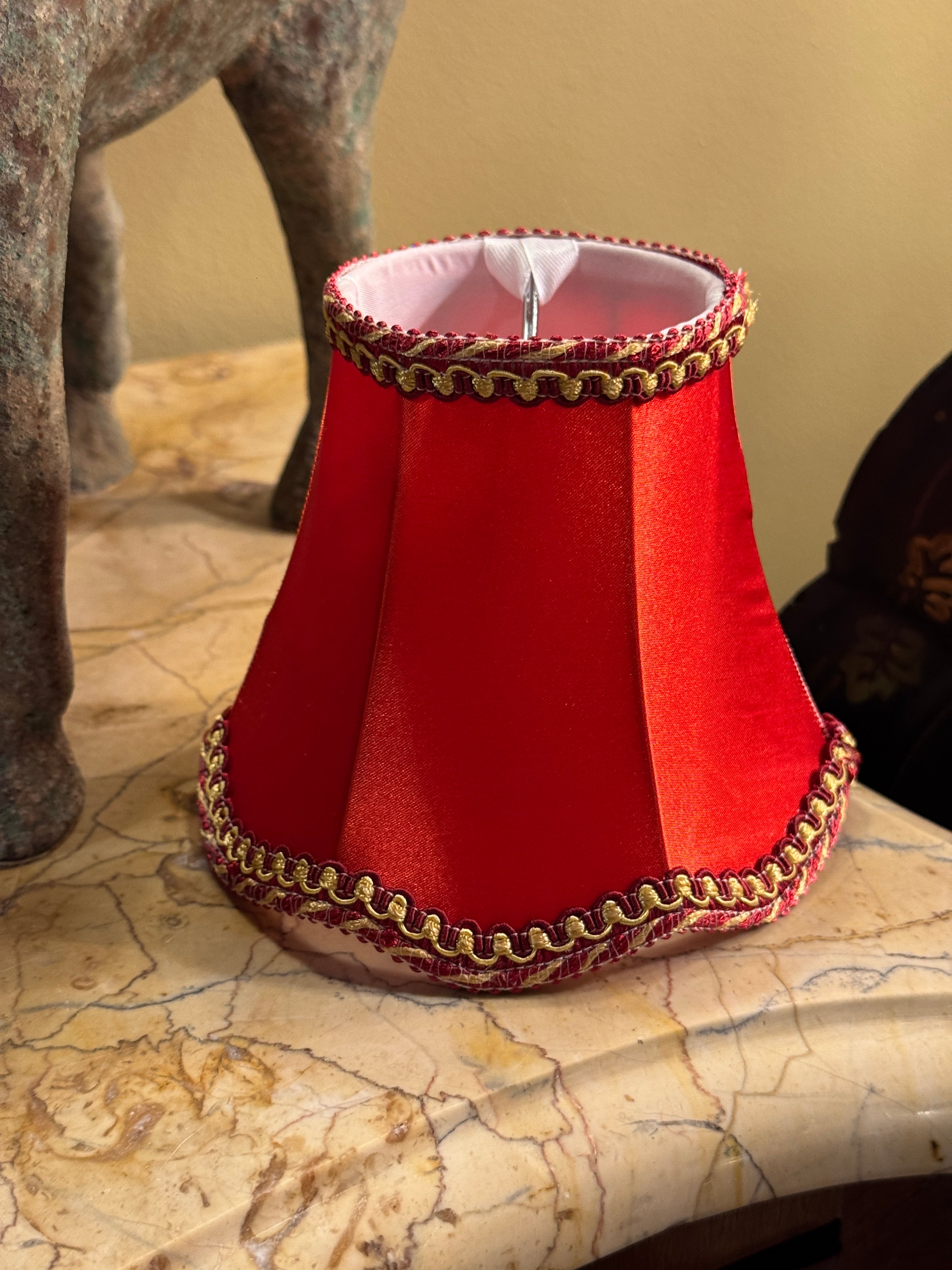 Warm Red Satin Clip On Lamp Shade