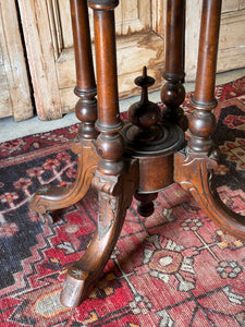 Antique Victorian Walnut Oval Table with Birdcage Base