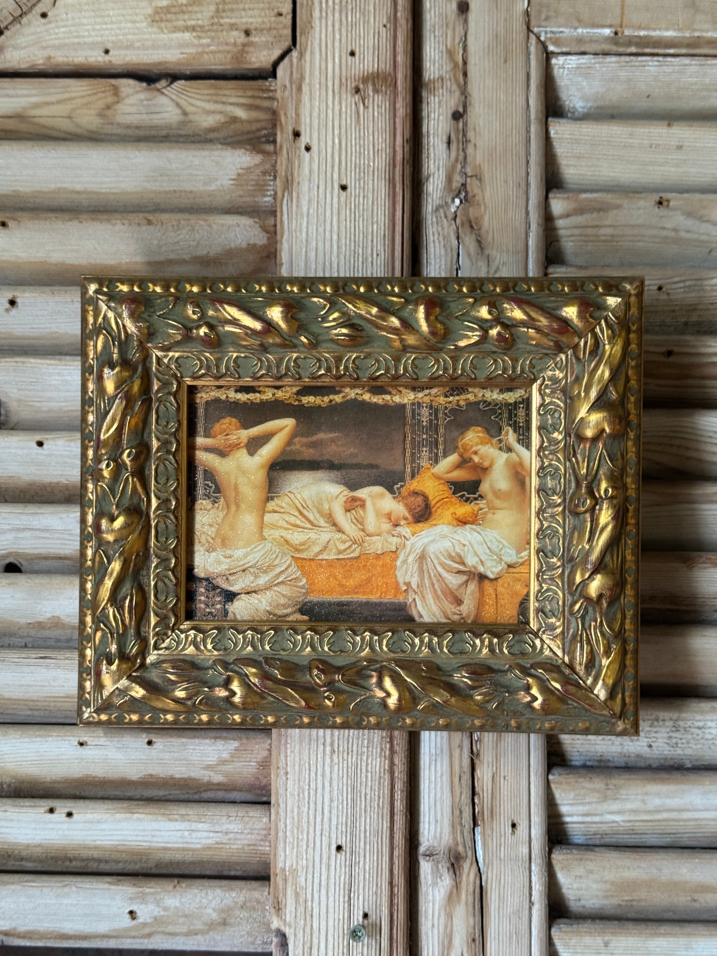 Small Vintage Ornate Gilt Framed Print of "A Summer Night"