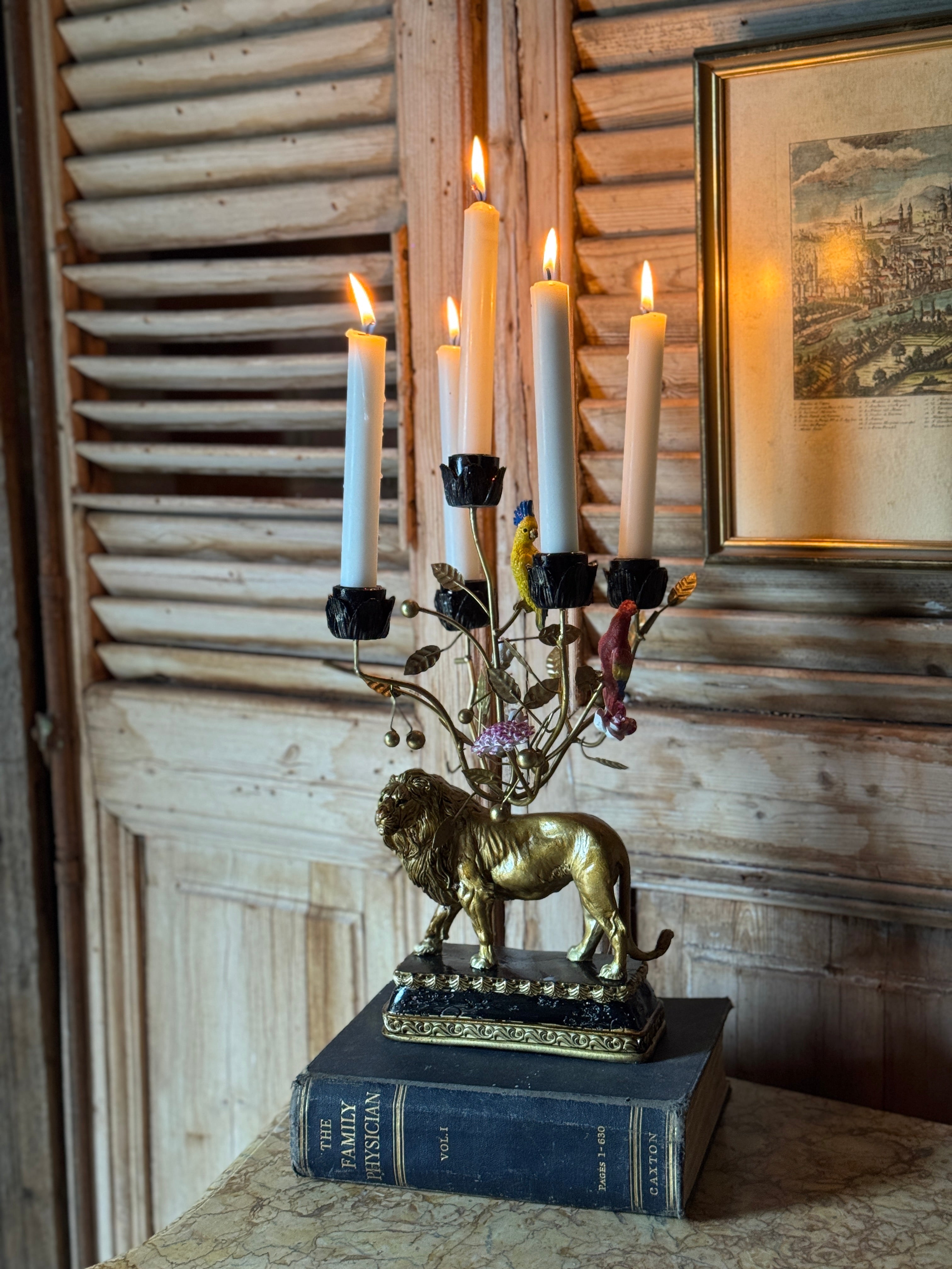 Lion & Parrot Candelabra – Five Arm