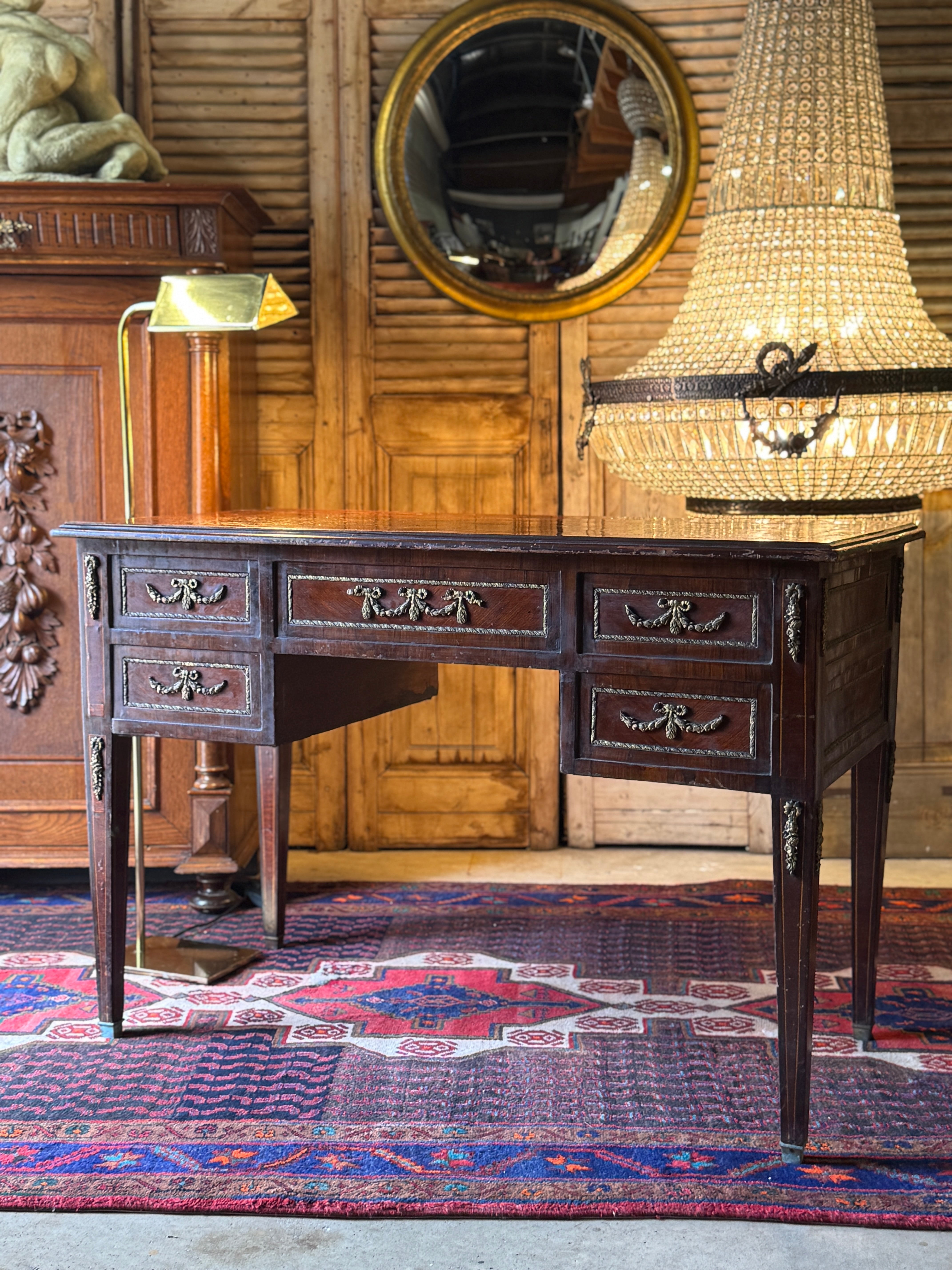 Vintage French 5-Drawer Desk