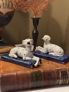 Pair of Vintage Staffordshire Dalmatian Figures - Blue