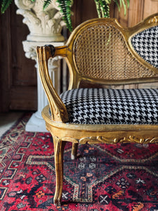 Vintage Gilt Rattan Settee