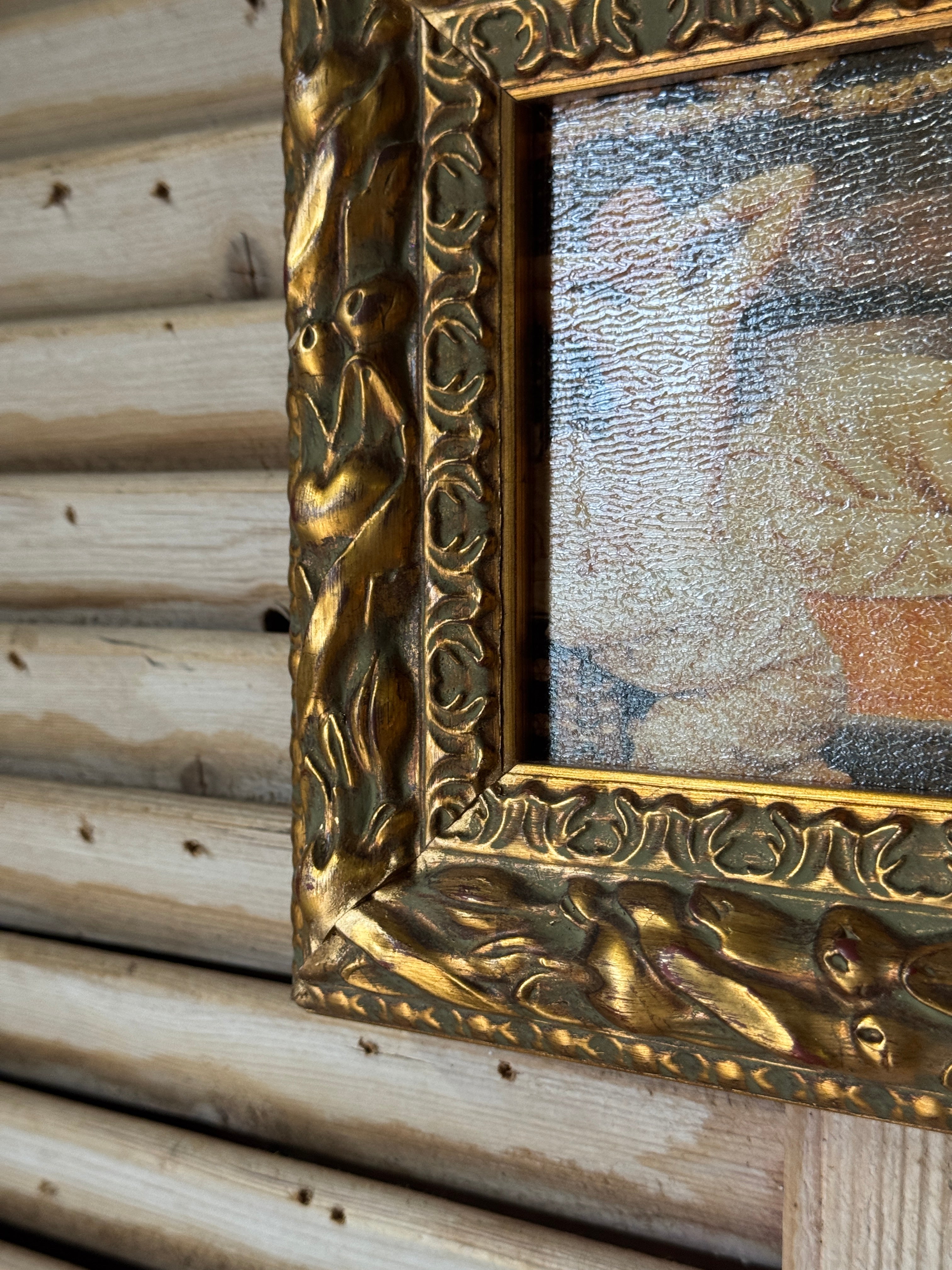 Small Vintage Ornate Gilt Framed Print of "A Summer Night"