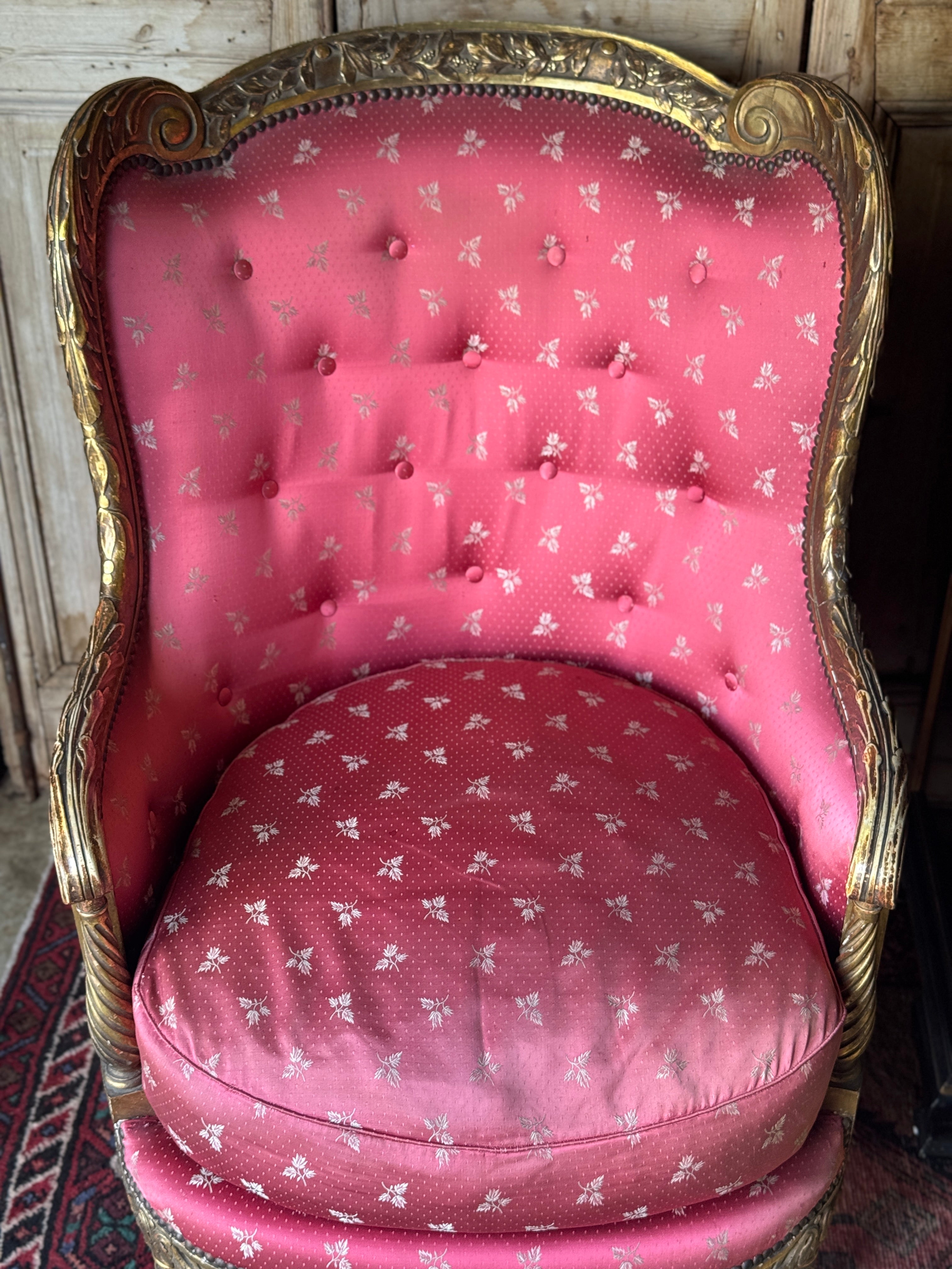 Antique French Louis XVI Style Bergère Armchair