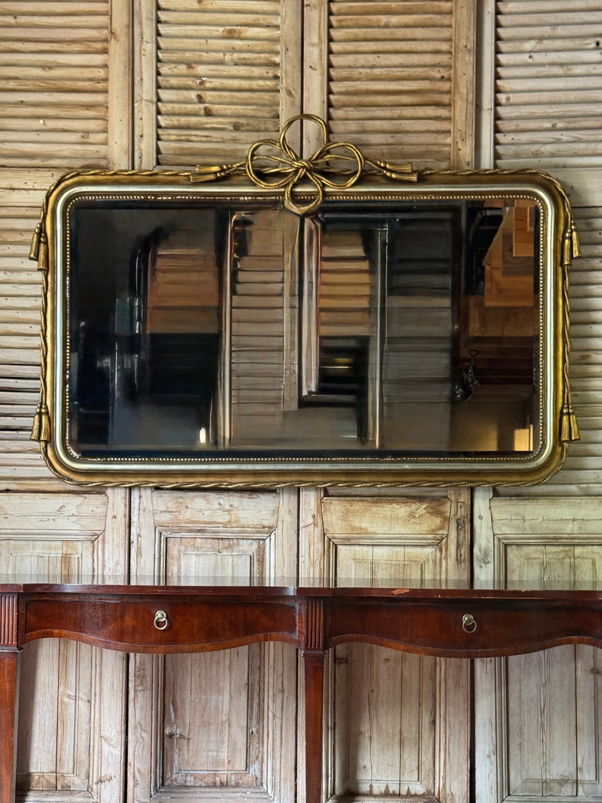 Vintage Gilt Ribbon And Tassel Mirror