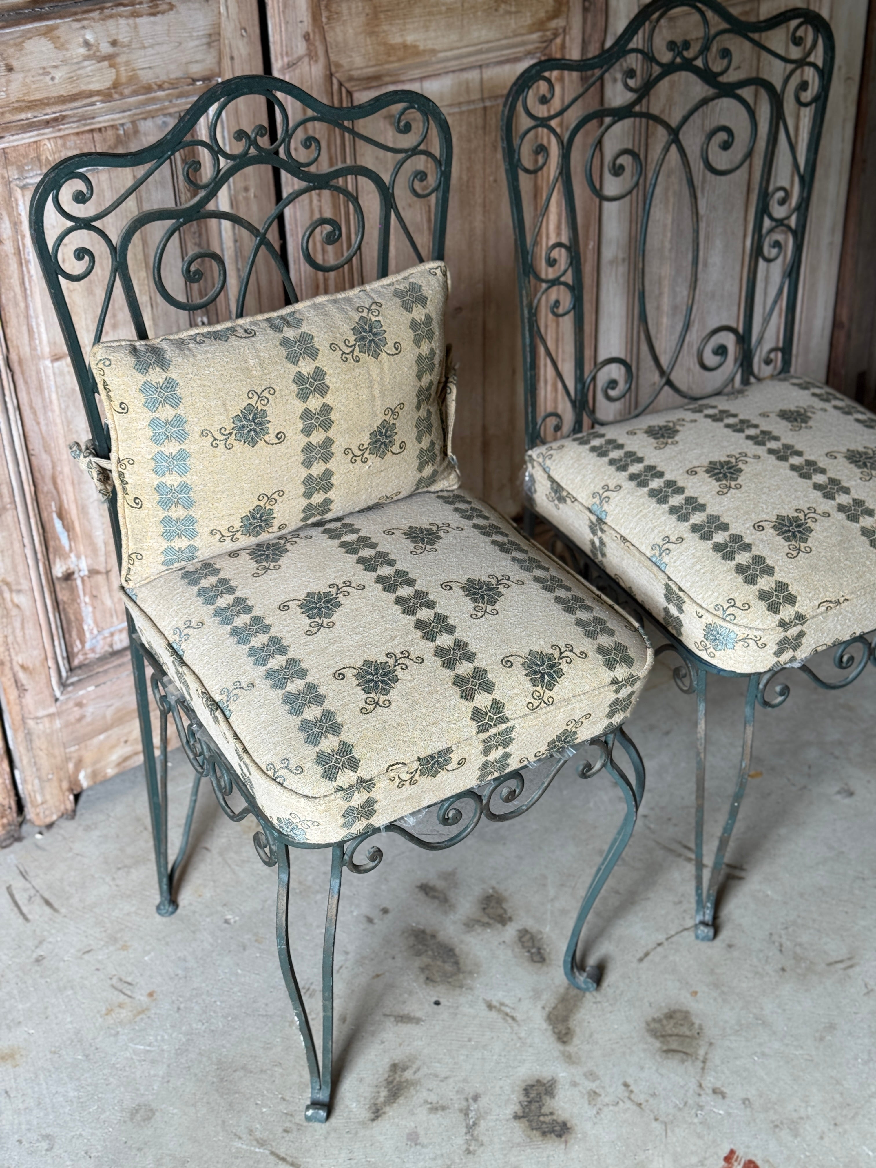 Pair of Vintage Wrought Iron Garden Chairs
