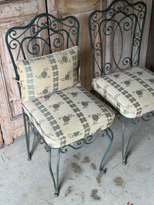 Pair of Vintage Wrought Iron Garden Chairs