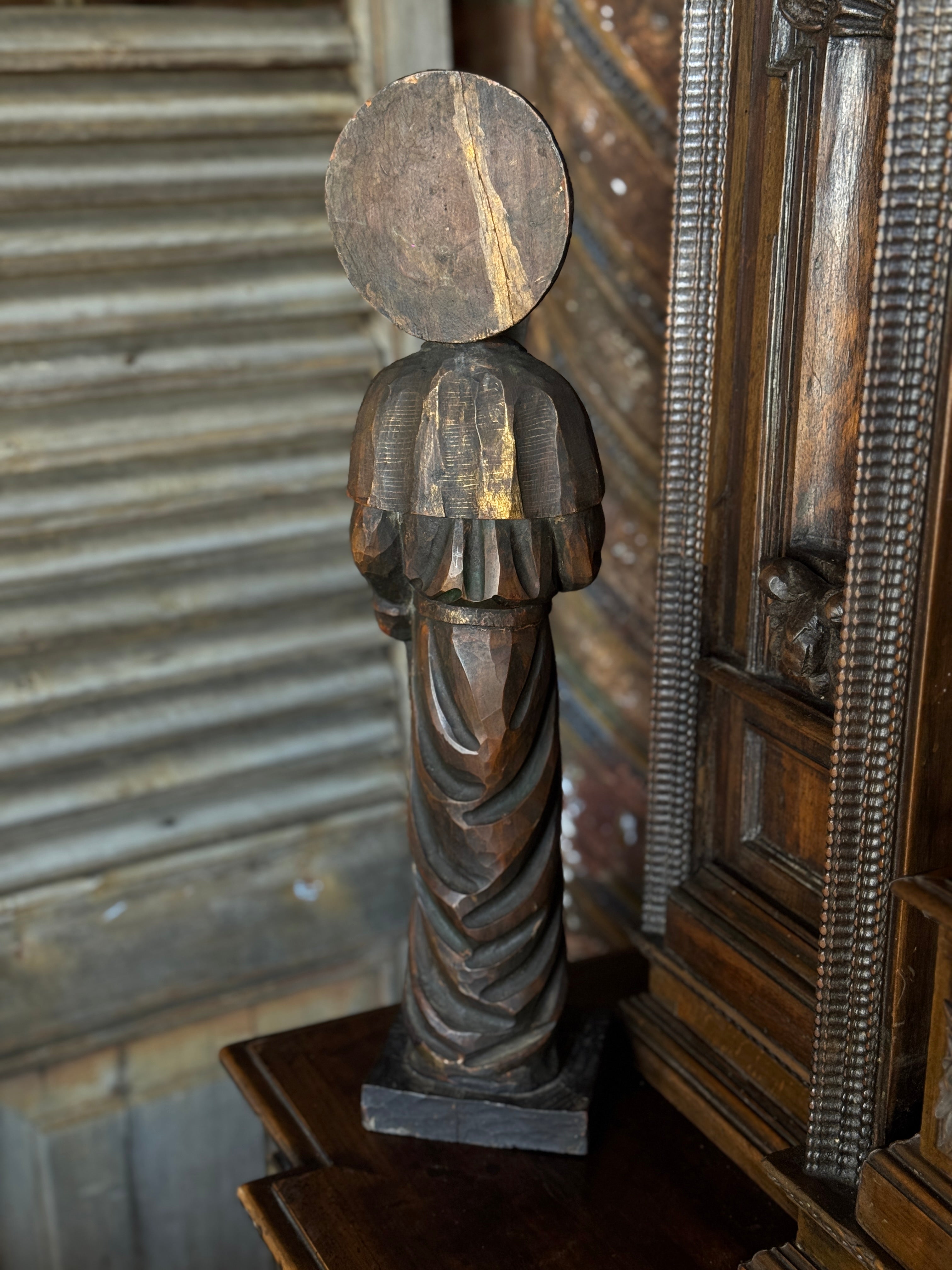 Antique Carved Timber Santos Figure of Saint Paul
