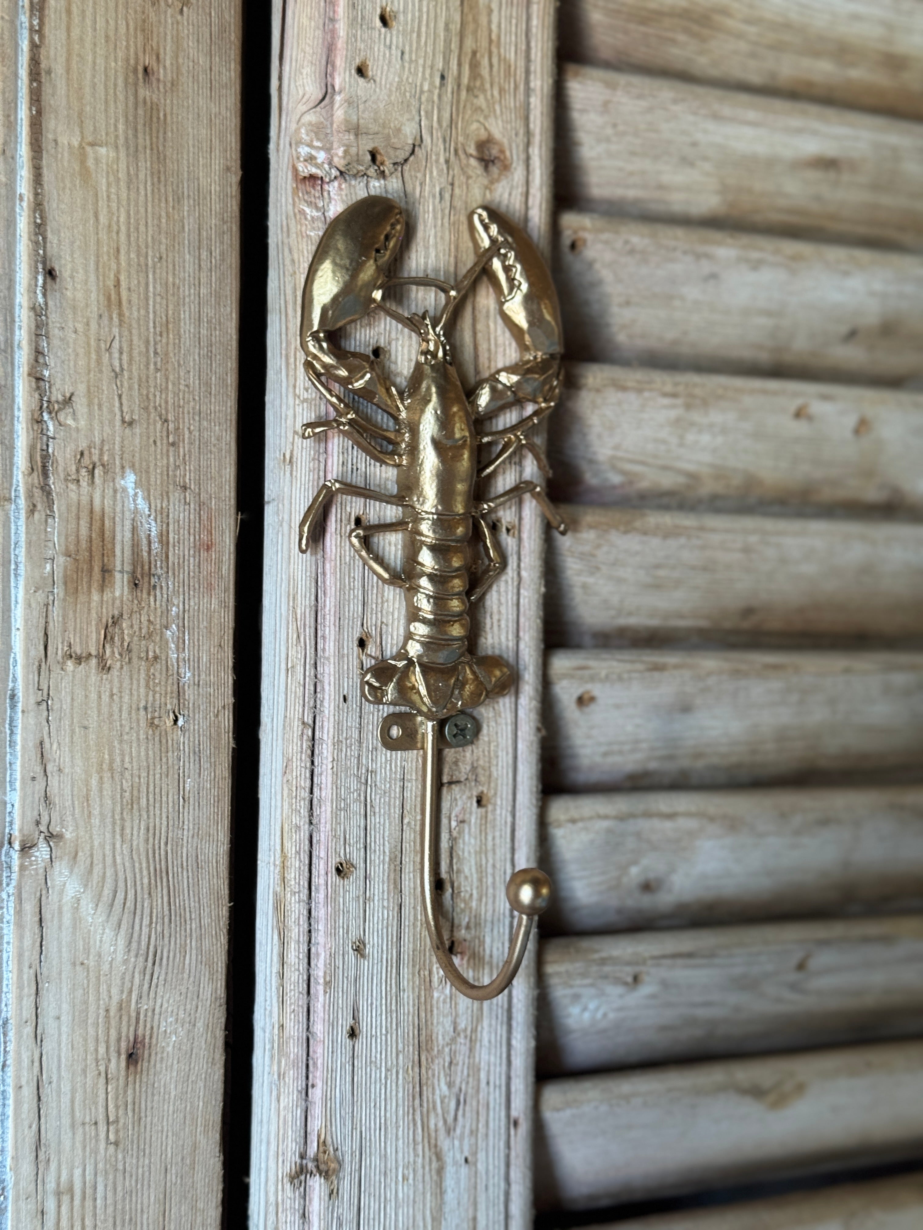 Lobster Gilt Metal Wall Hook