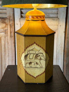 Vintage Lacquer Decorated Tea Canister Lamp