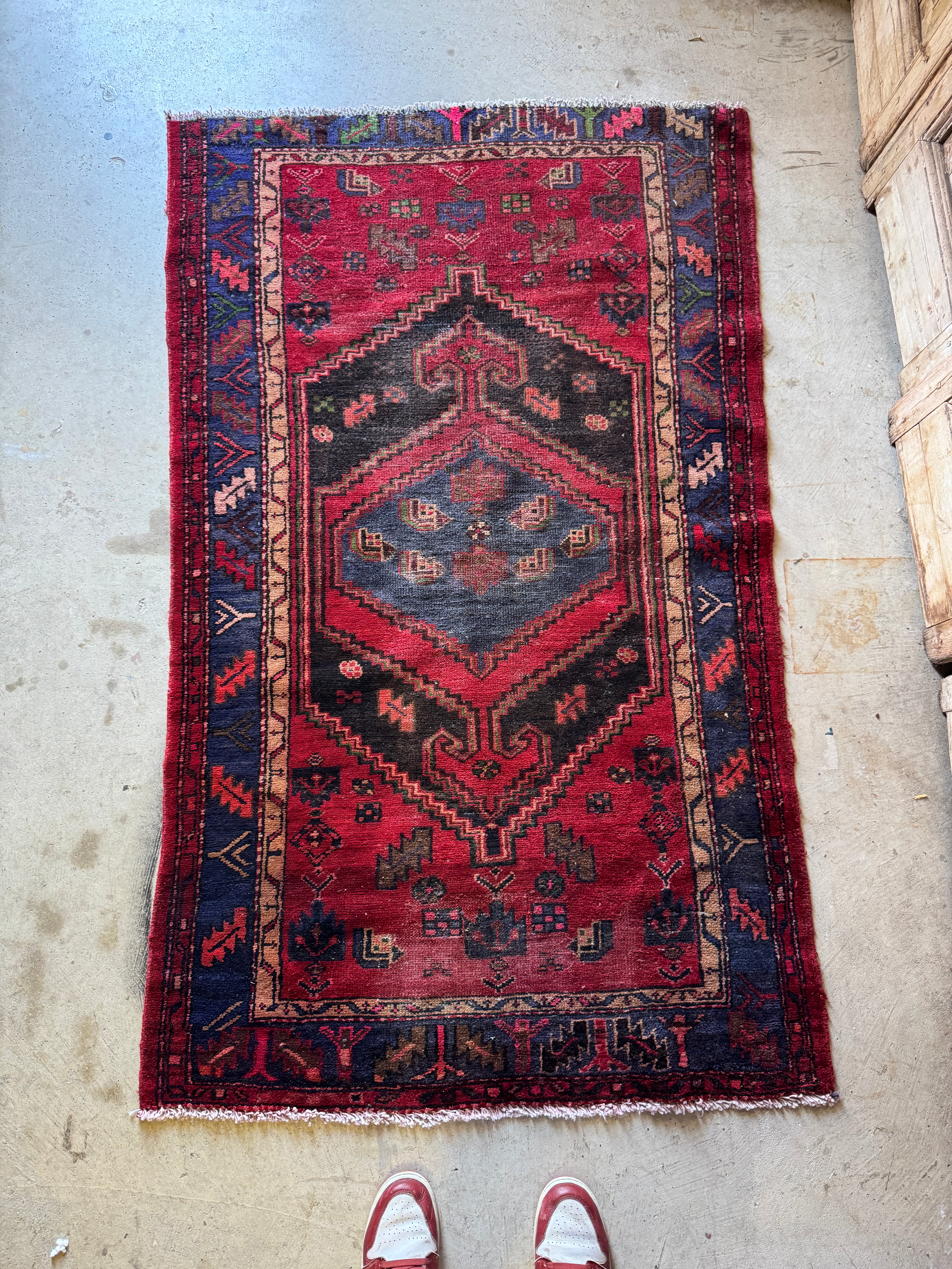 Vintage Hand Knotted Persian Hamadan Rug