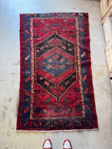 Vintage Hand Knotted Persian Hamadan Rug