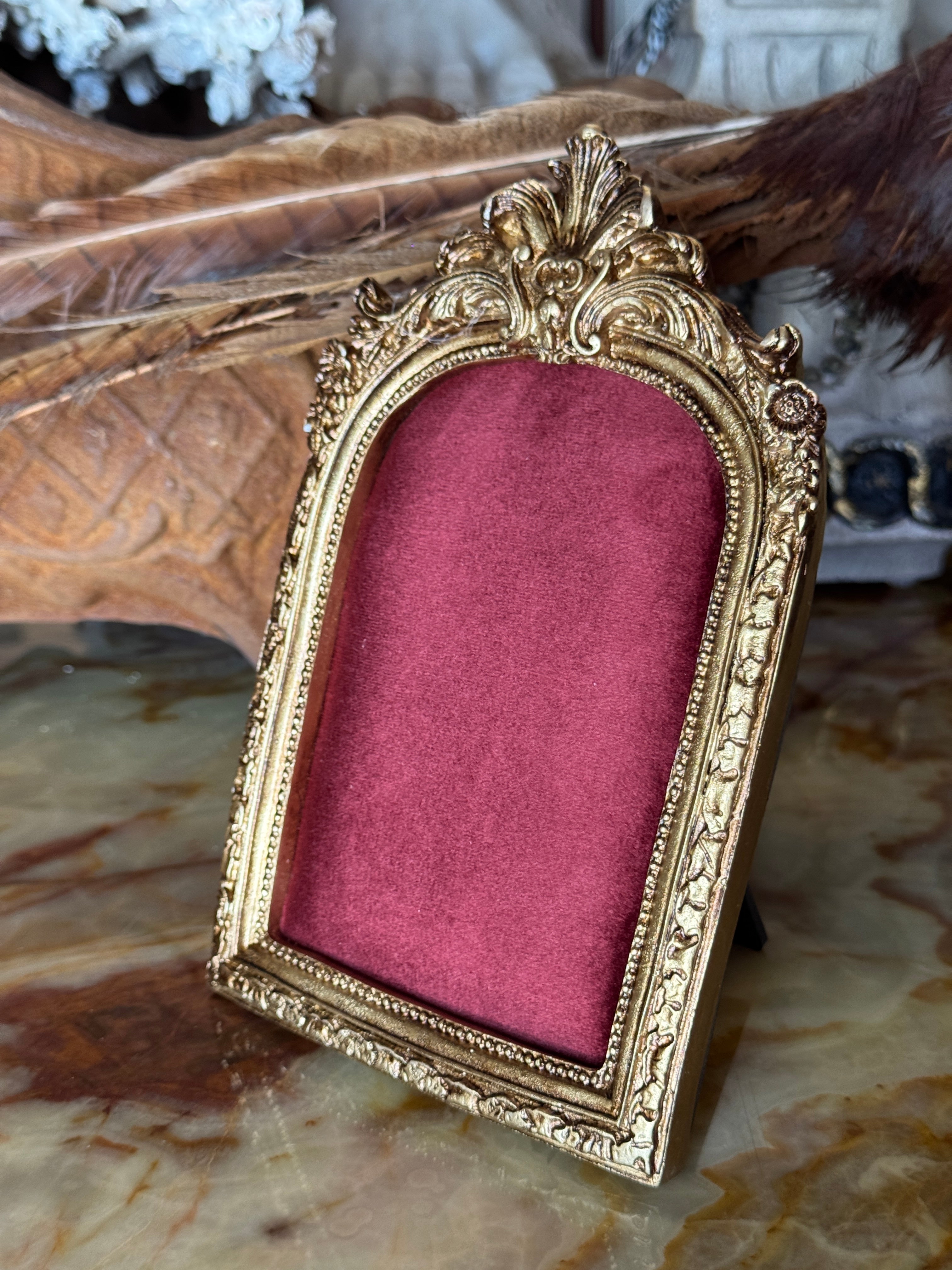 Gilt Jewellery Frame with Red Velvet