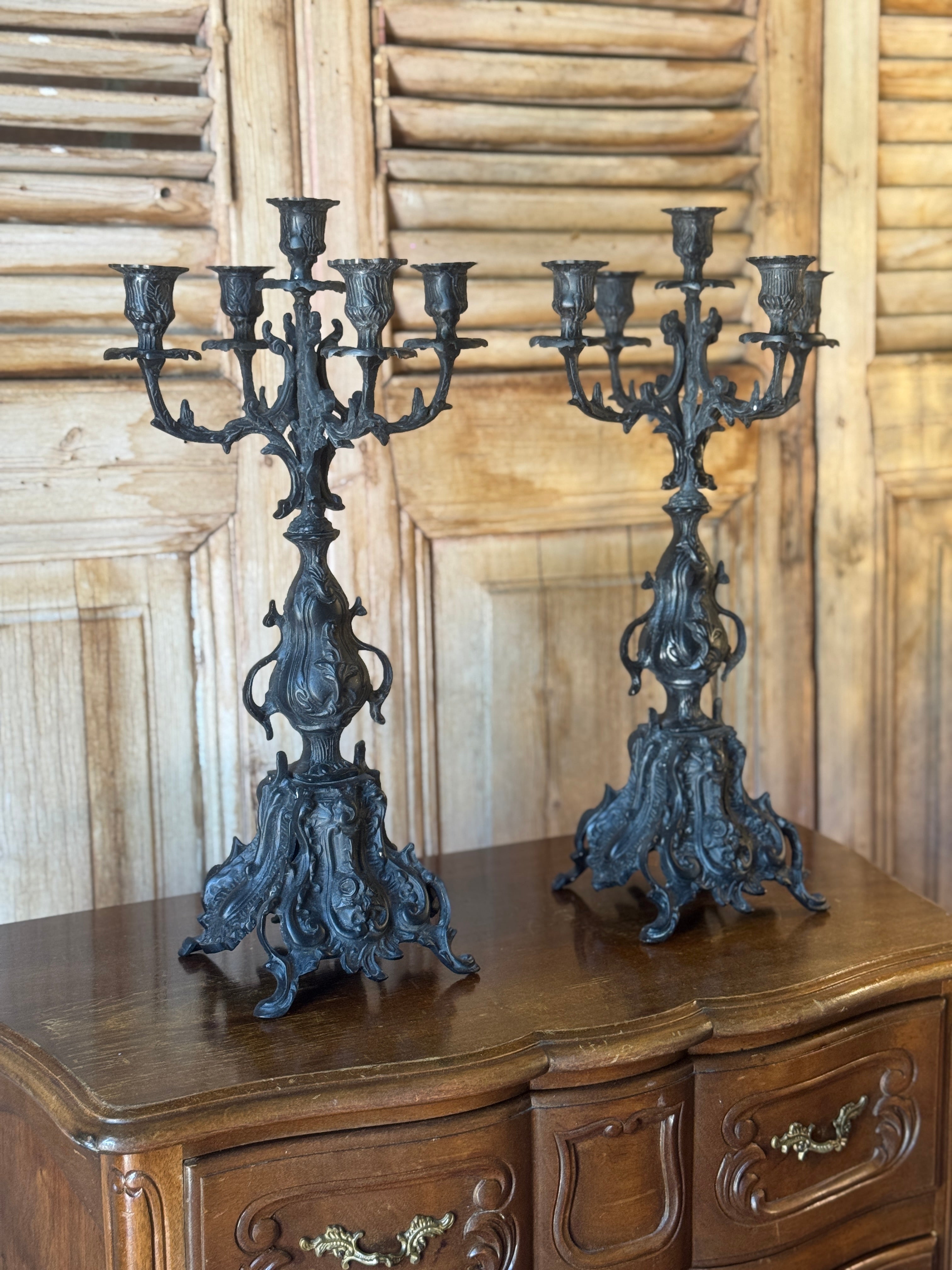 Pair of Vintage 5-Arm Girandole Candlesticks