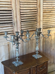 Pair of Vintage Victorian Silver-Plated 5-Arm Candelabras