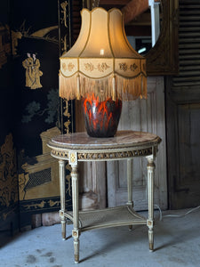 Antique French Marble Rattan Side Table