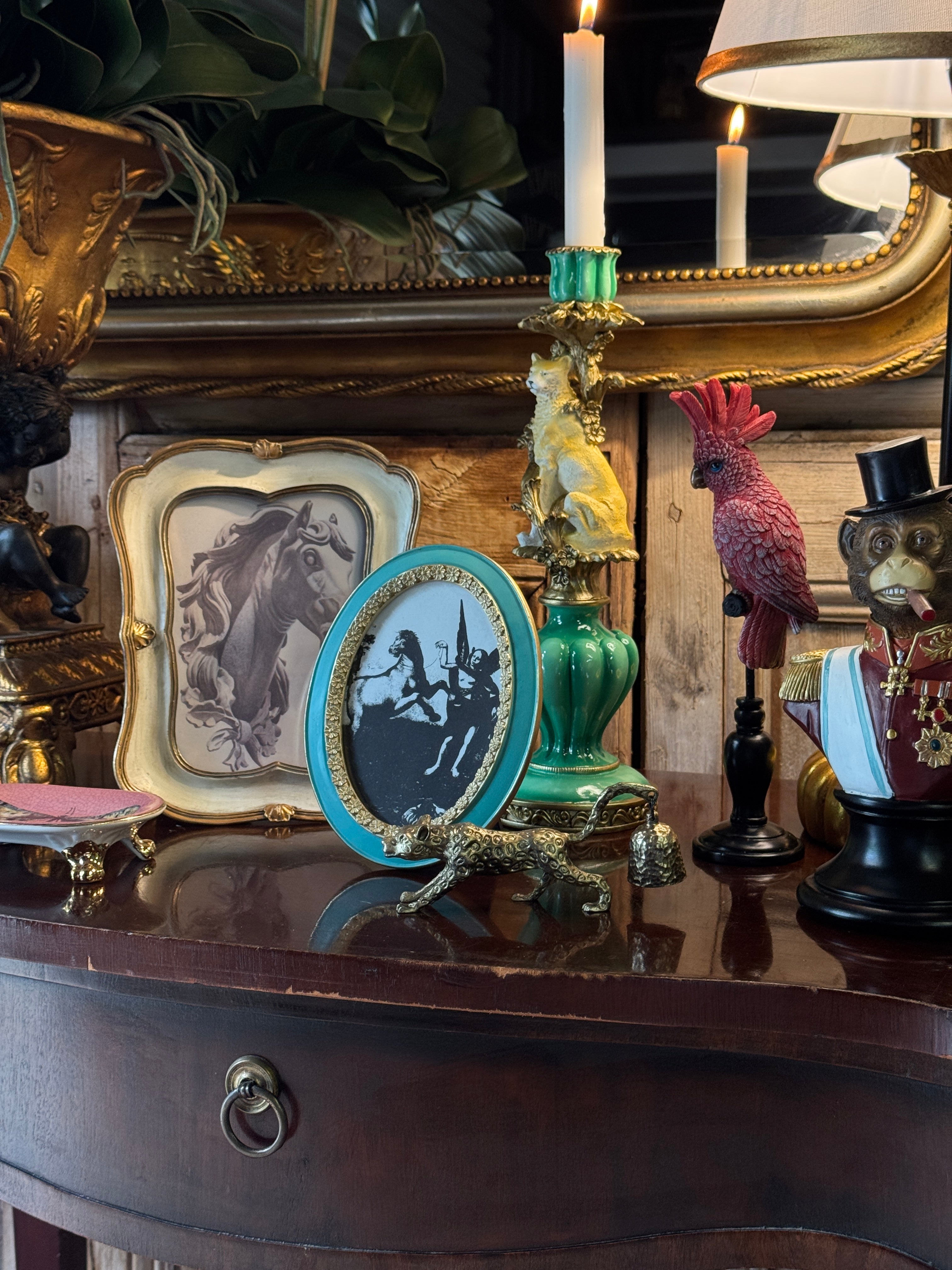 Teal & Gilt Oval Photo Frame