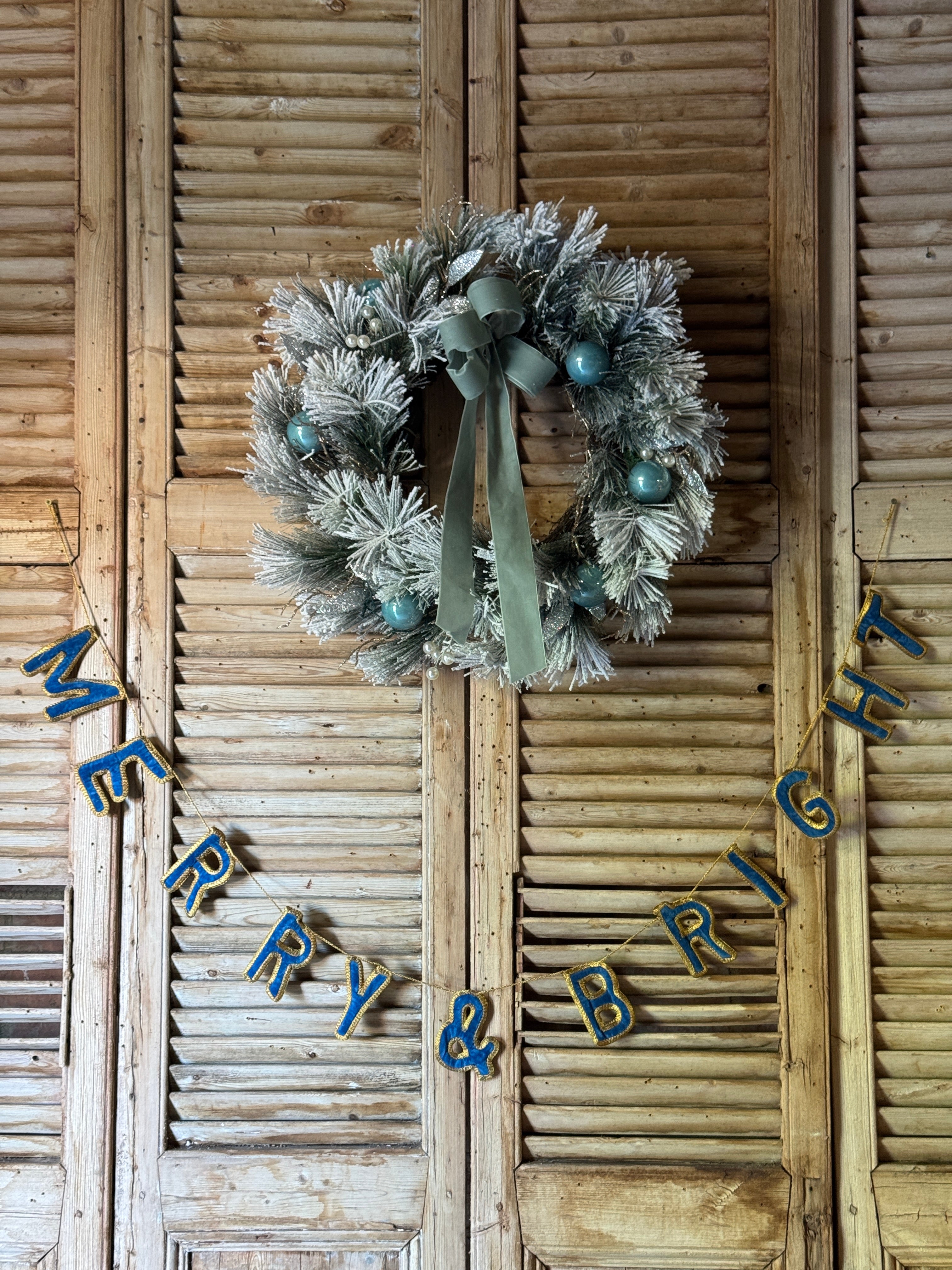"Merry & Bright" Blue Velvet Garland