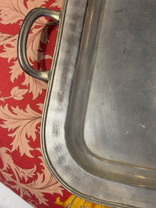 Vintage Silvered Serving Tray with Handles