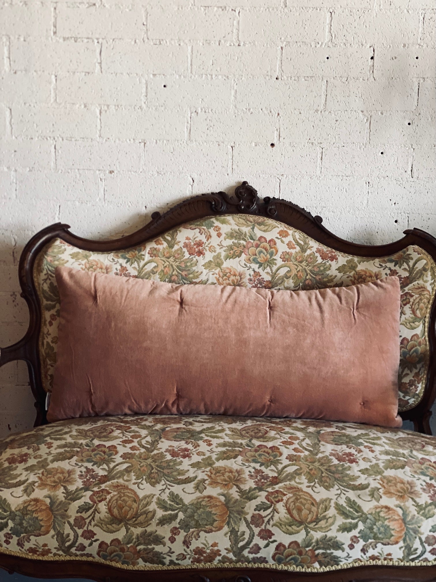 Dusky Pink Velvet Long Cushion