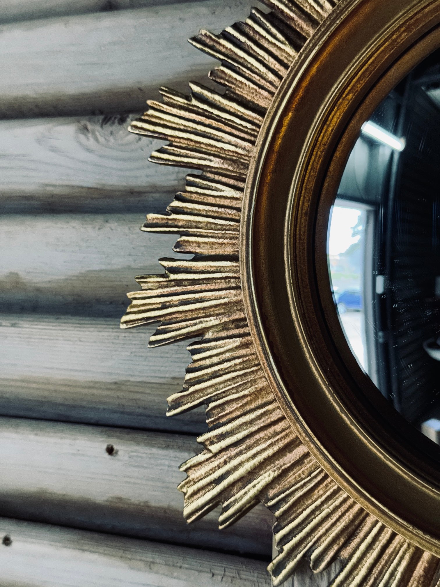 Large Brass Gold Sunburst Mirror