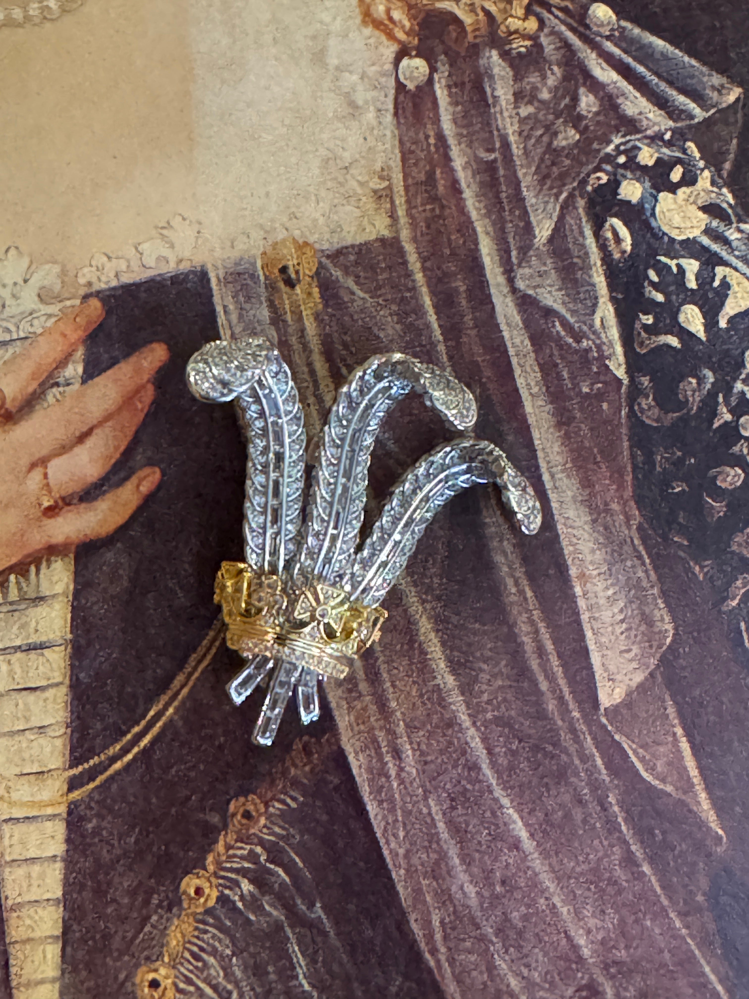Regal Crowned Feathers Brooch