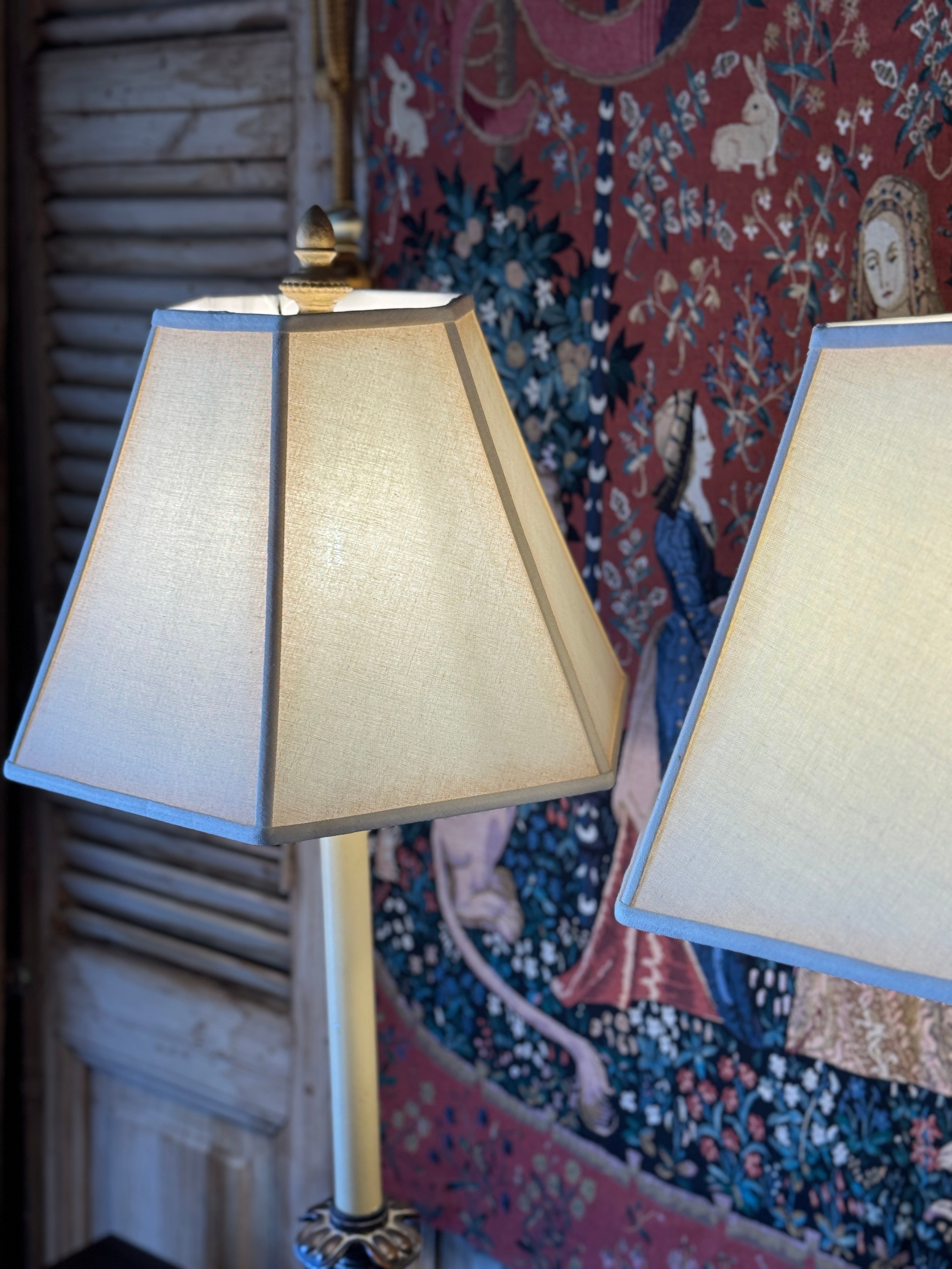 Pair of Large Scroll Candlestick Table Lamps