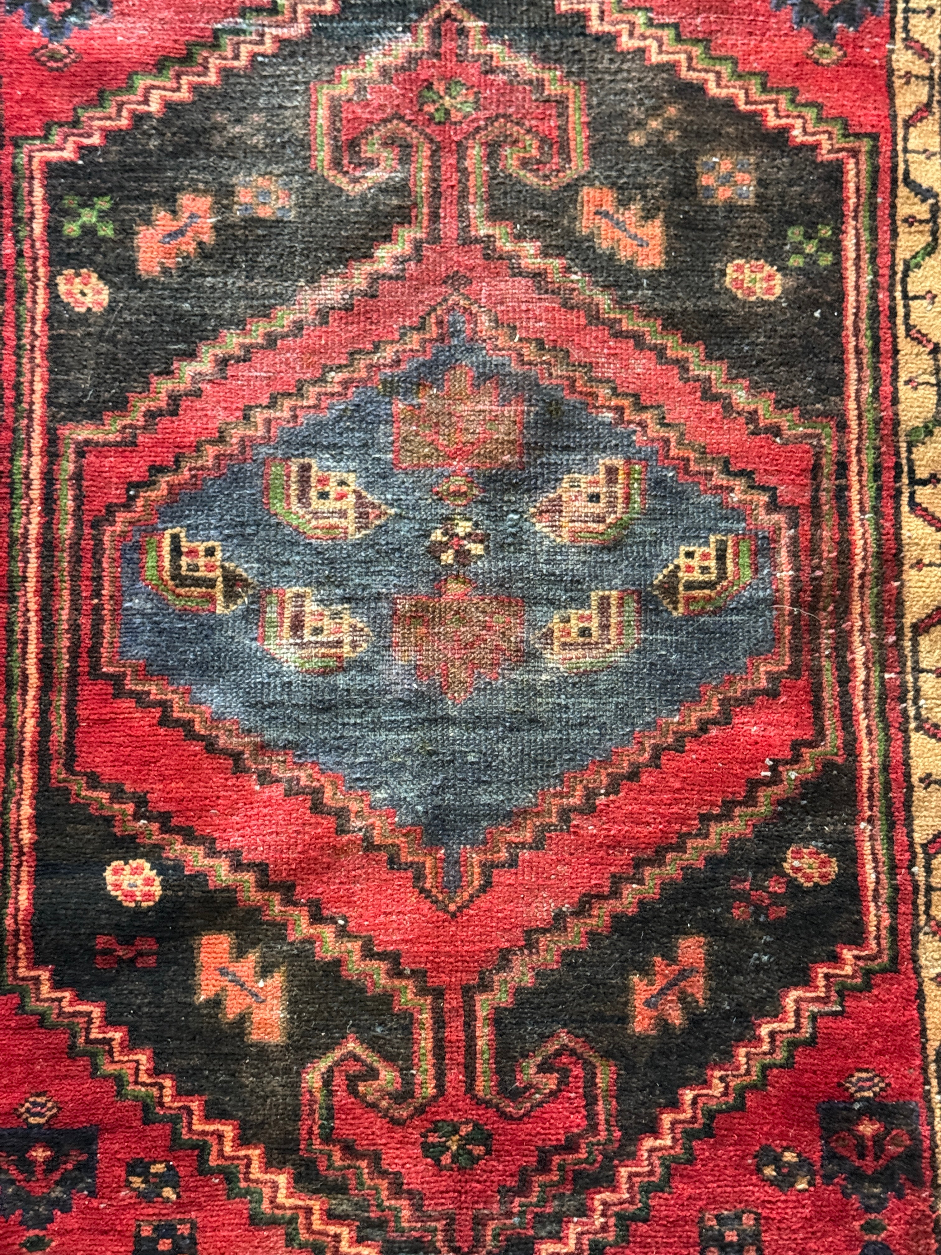 Vintage Hand Knotted Persian Hamadan Rug