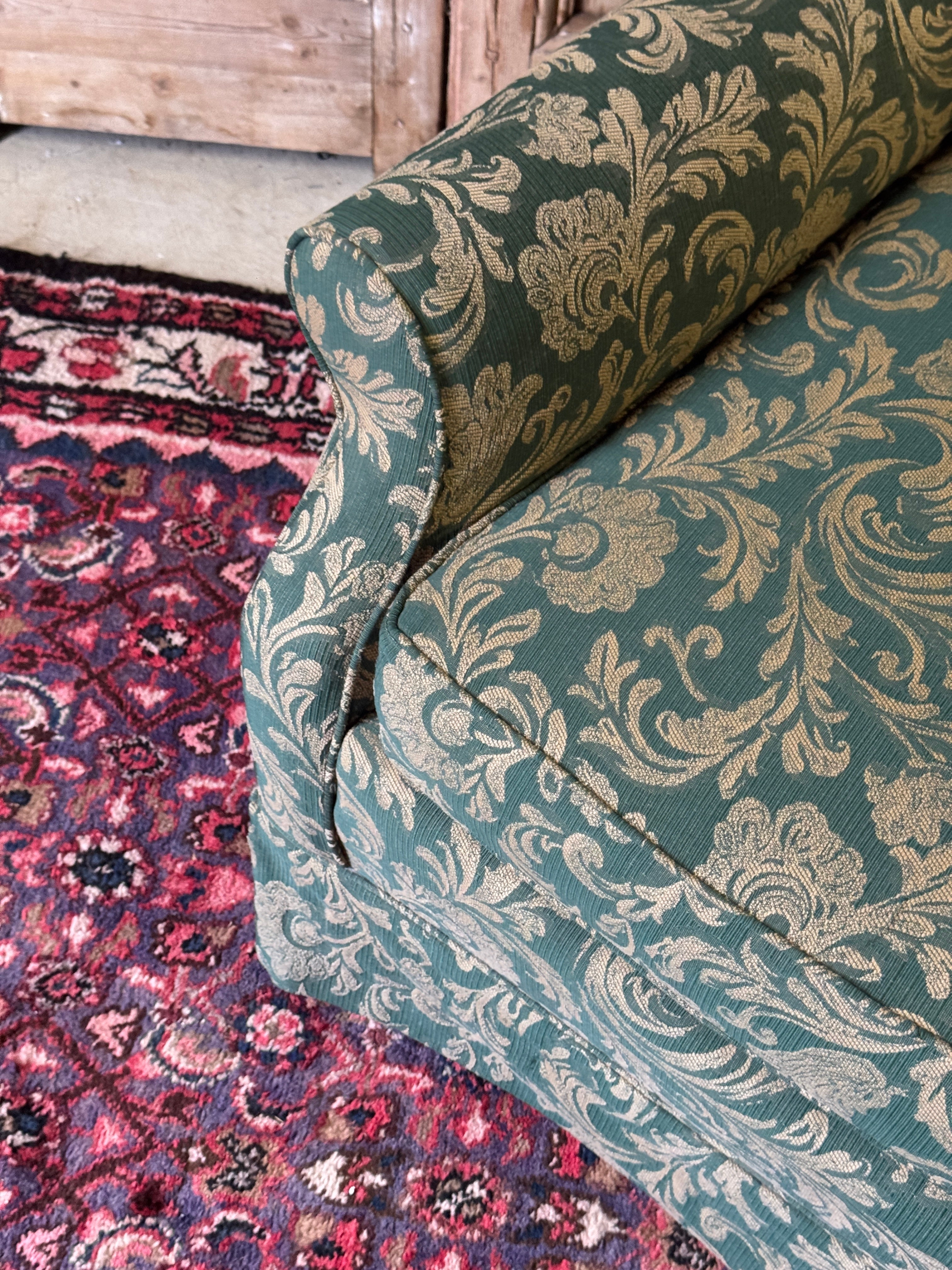 Vintage Green Damask & Floral Armchair