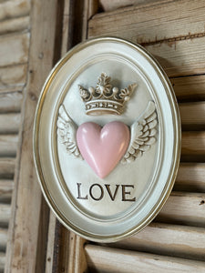 Cream, Gold & Pink 'Love' Wall Plaque