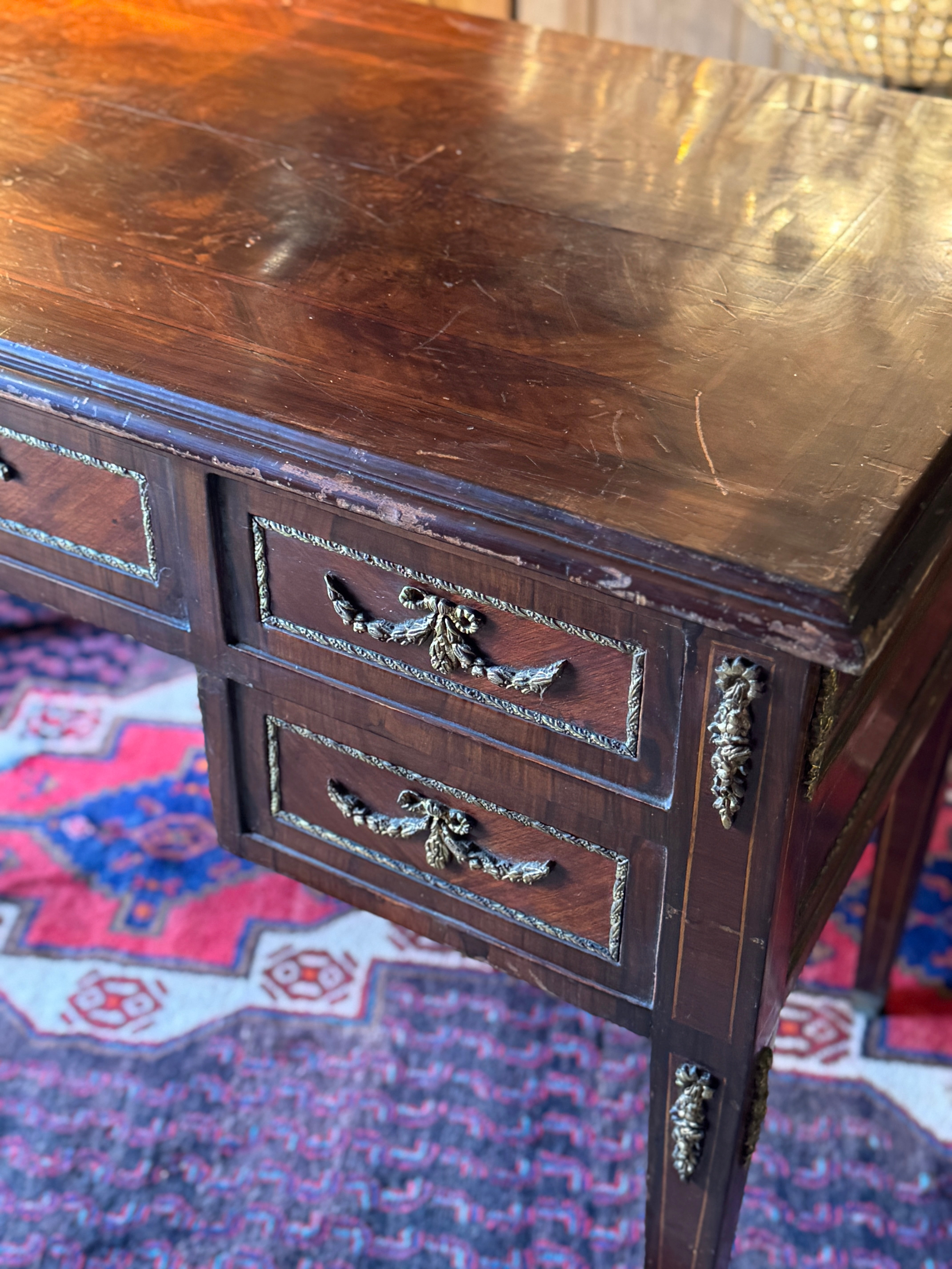 Vintage French 5-Drawer Desk