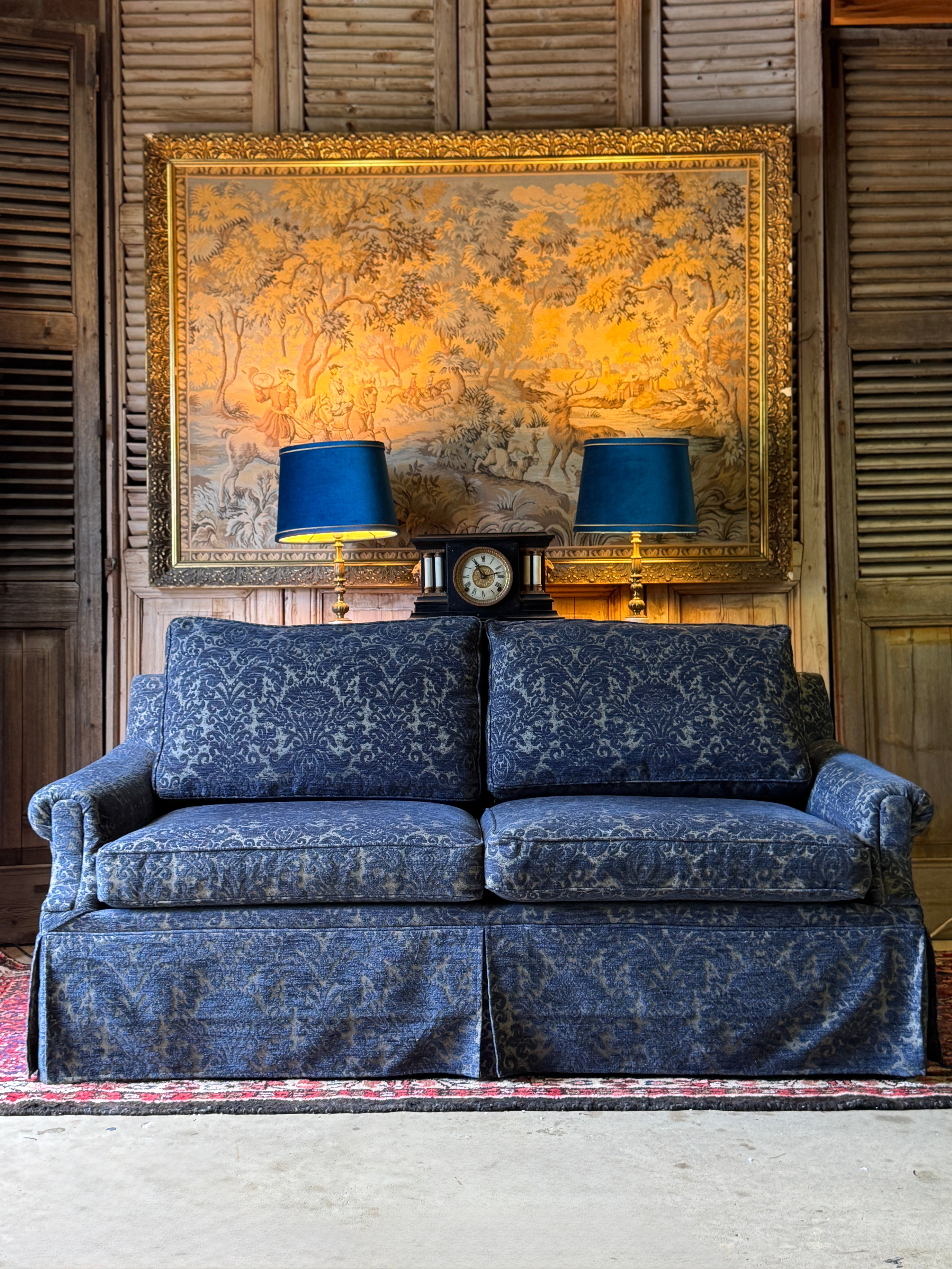 [HOLD] Vintage Blue Damask Two-Seater Lounge