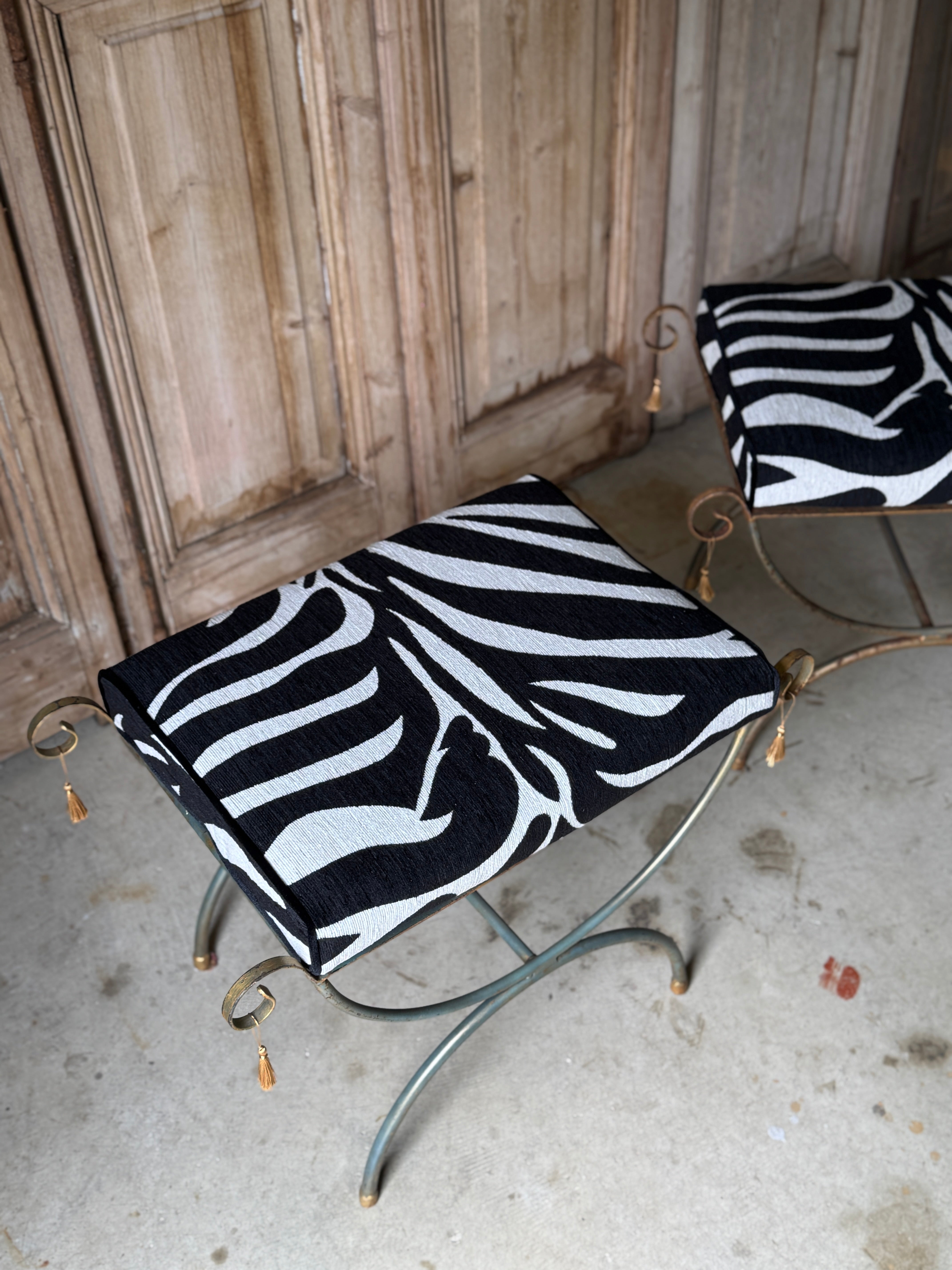 Vintage Pair of Zebra Stools