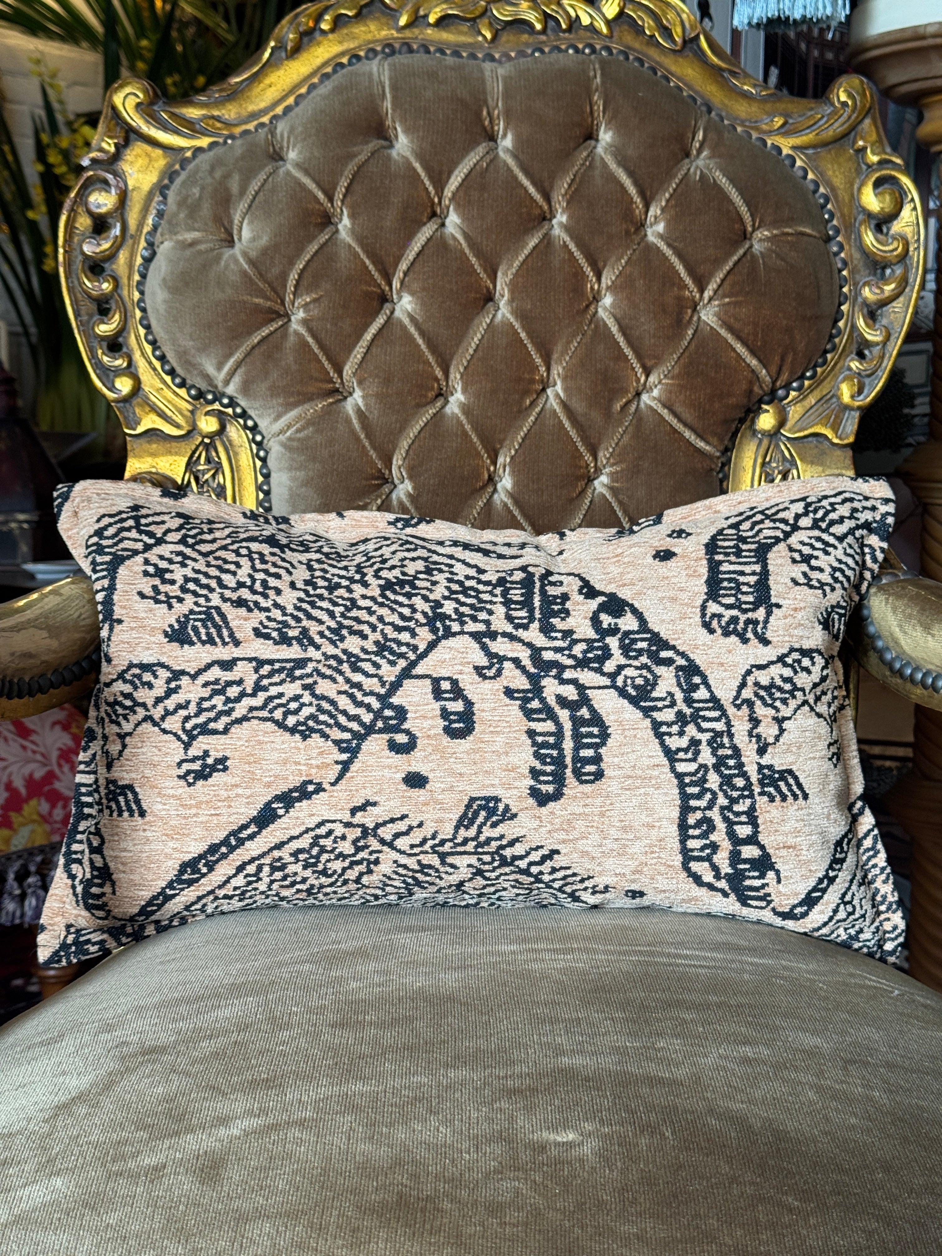 Woven Tiger Lumbar Cushion with Feather Insert