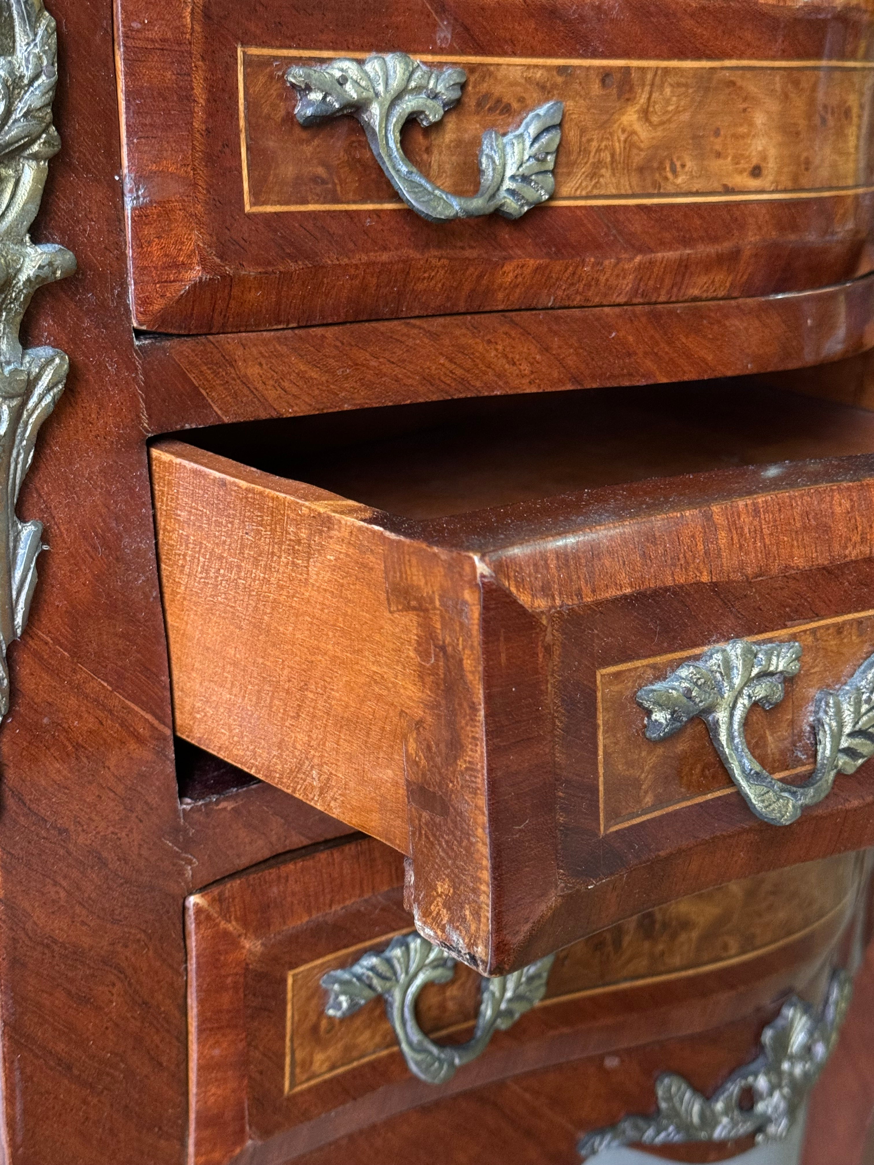 Pair of Vintage French Bedside Tables with Marble Tops