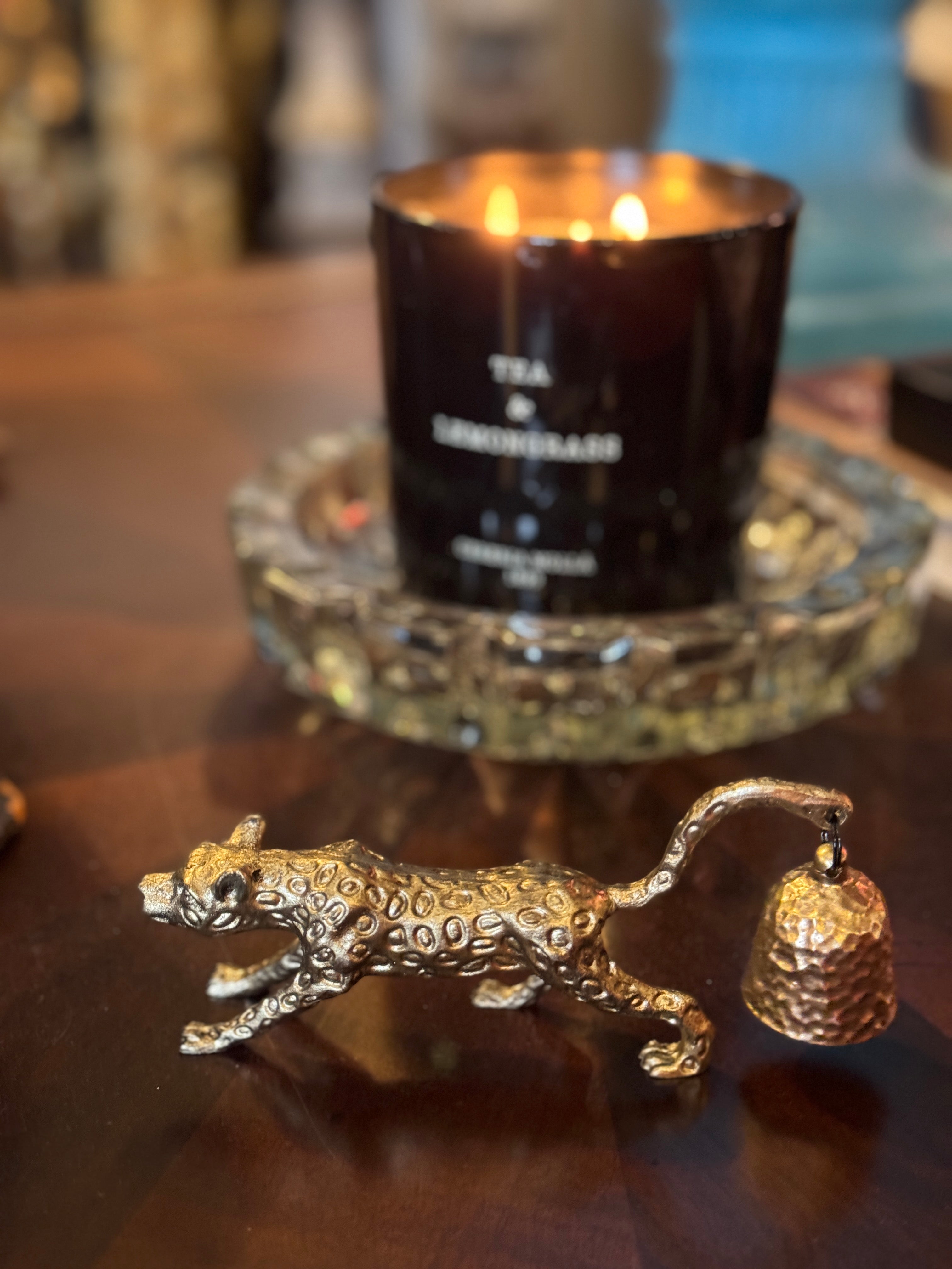 Gilt Metal Leopard Candle Snuffer