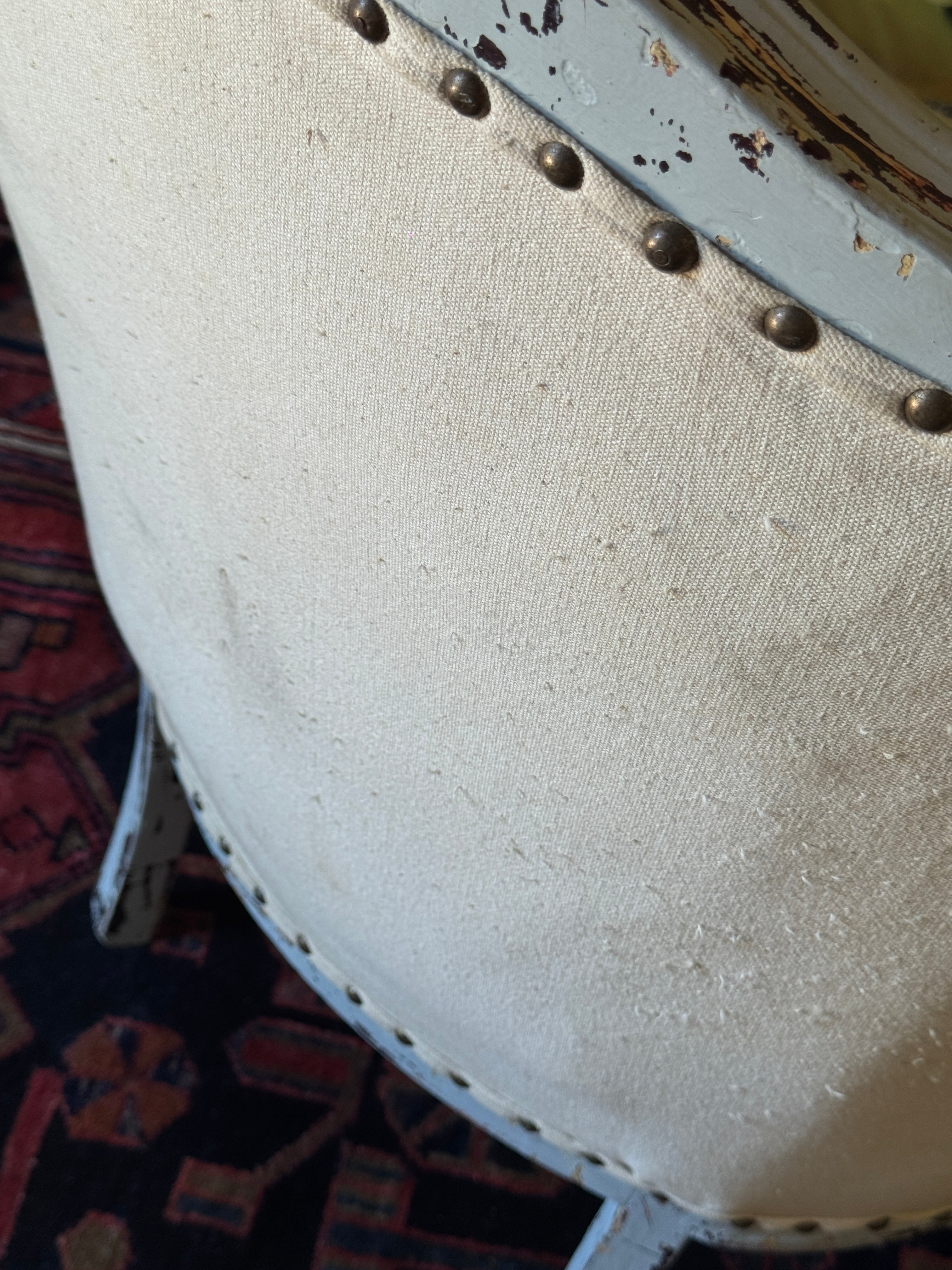 Vintage French Linen Tub Chair