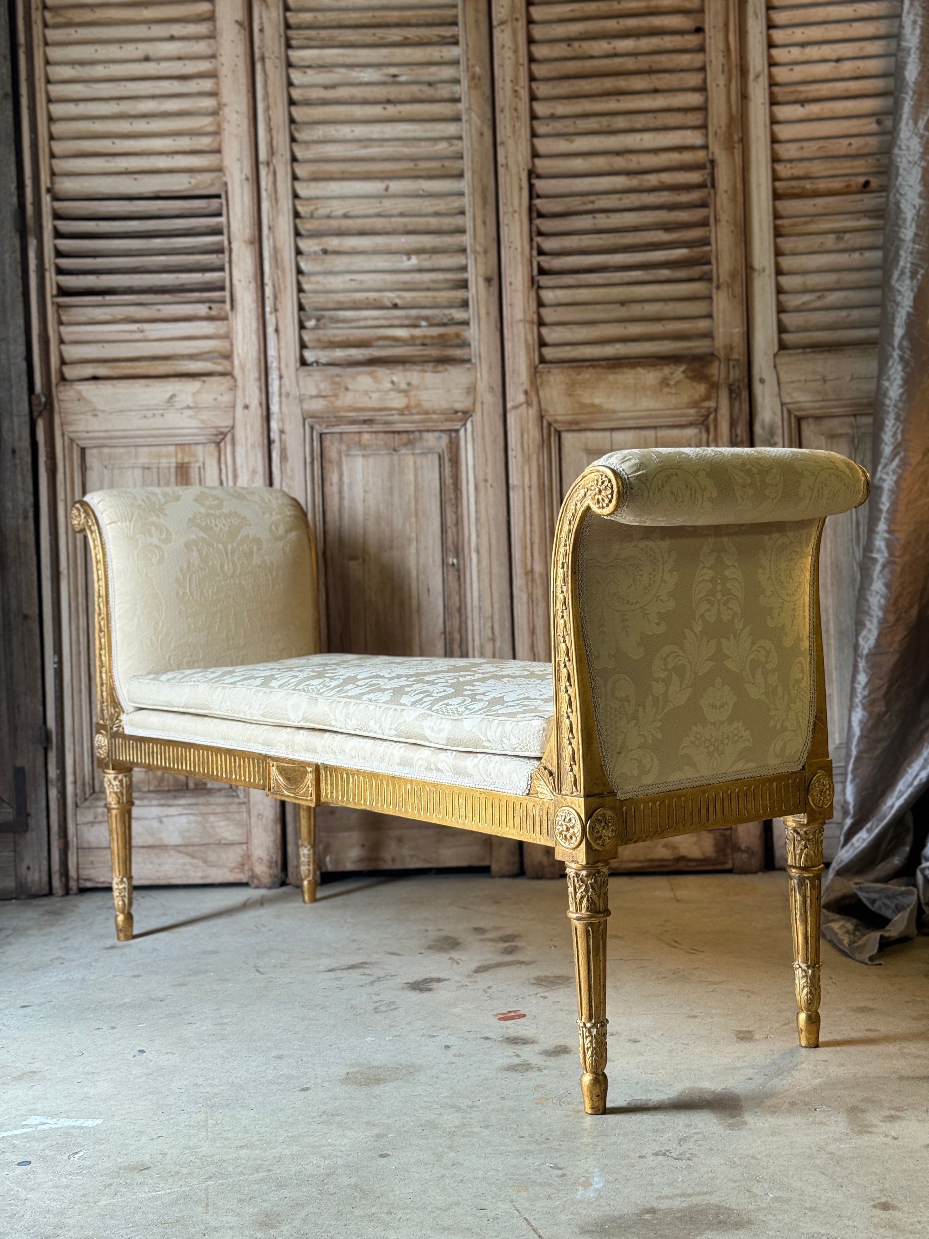 Vintage French Louis XVI Style Giltwood Window Seat / Bench