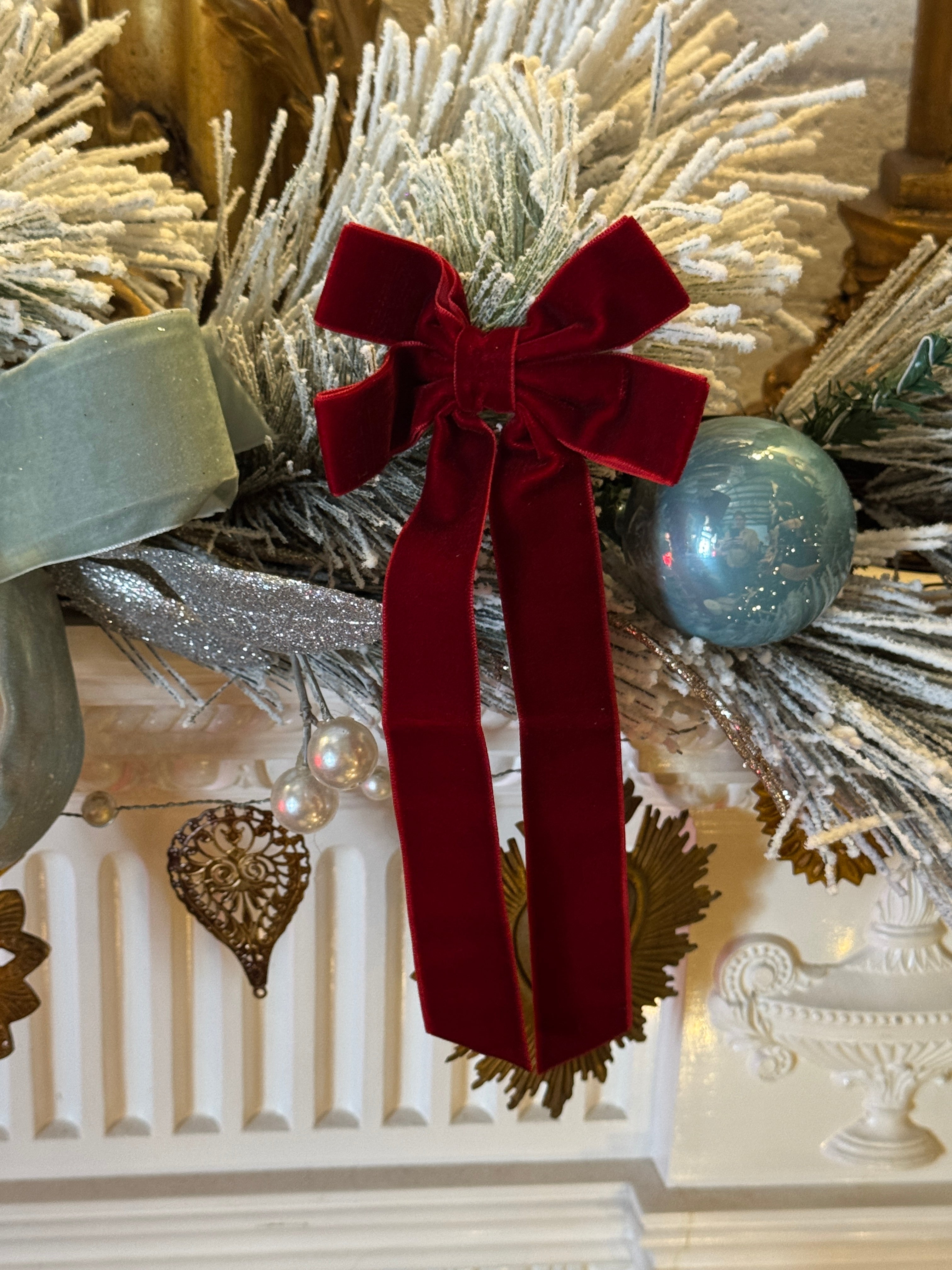 Velvet Bow Christmas Ornament