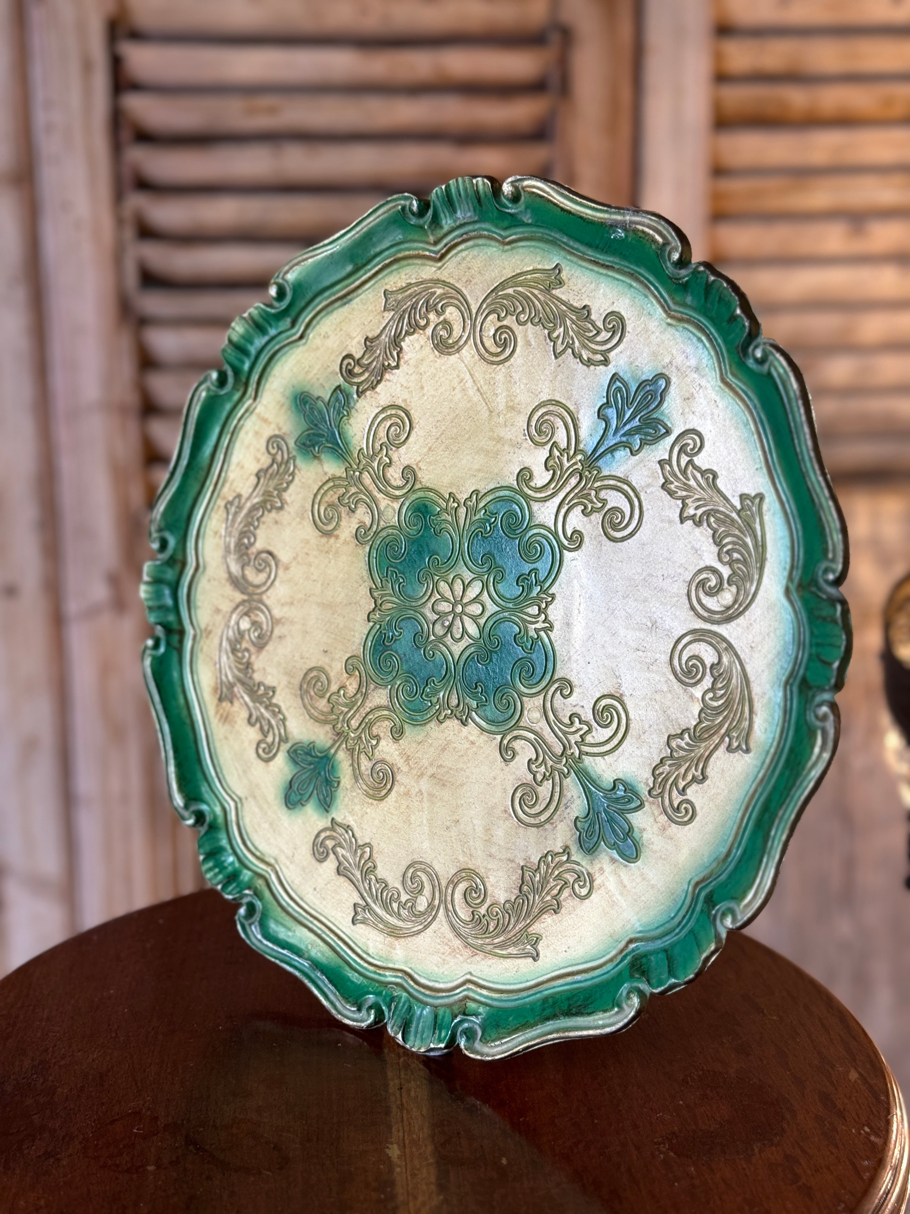 Vintage Round Florentine Style Tray