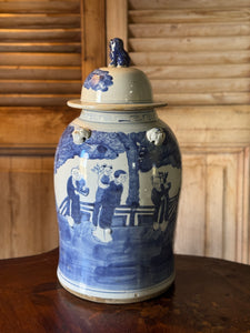 Oriental Blue & White Lidded Ginger Jar