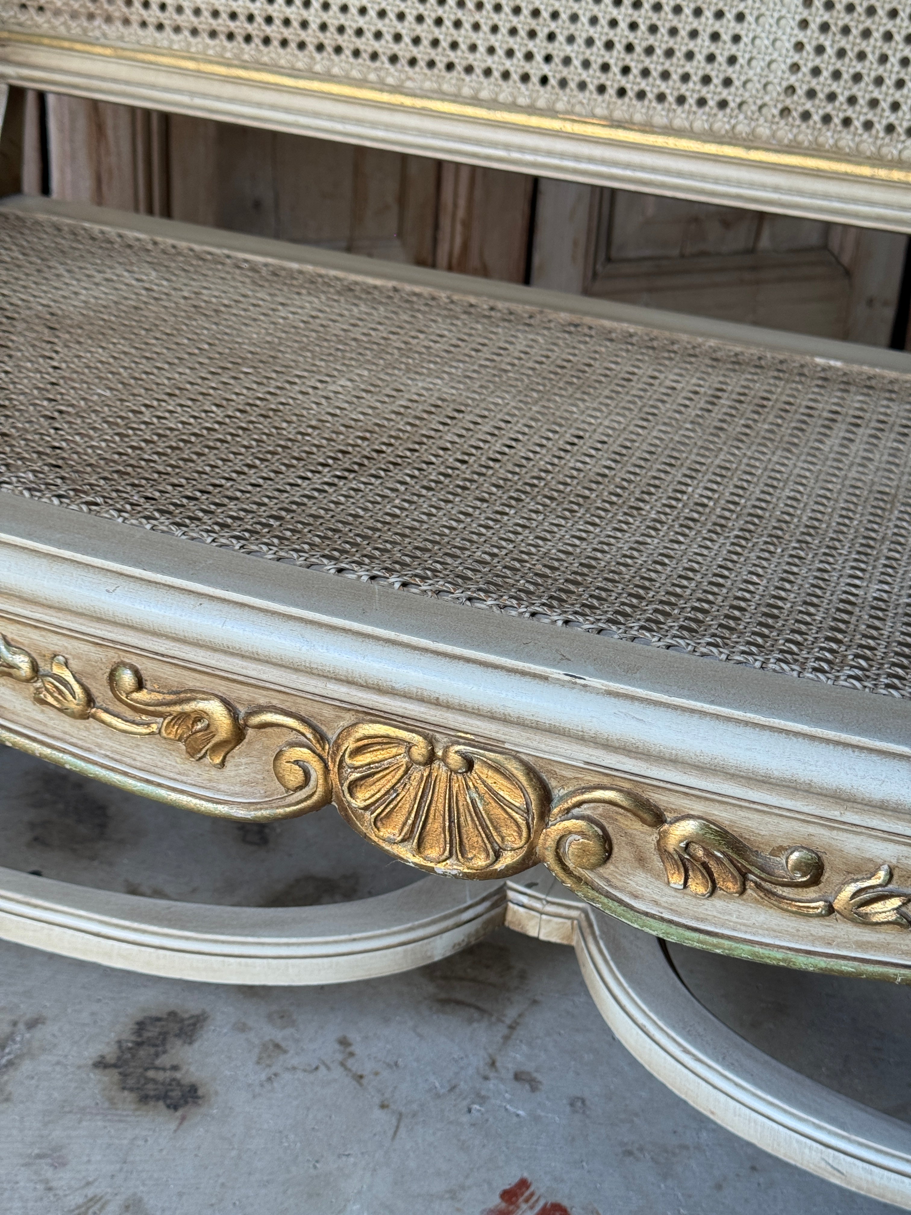 Vintage Louis XVI Style Rattan Settee