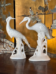 Vintage Italian Pair of Ceramic Cranes