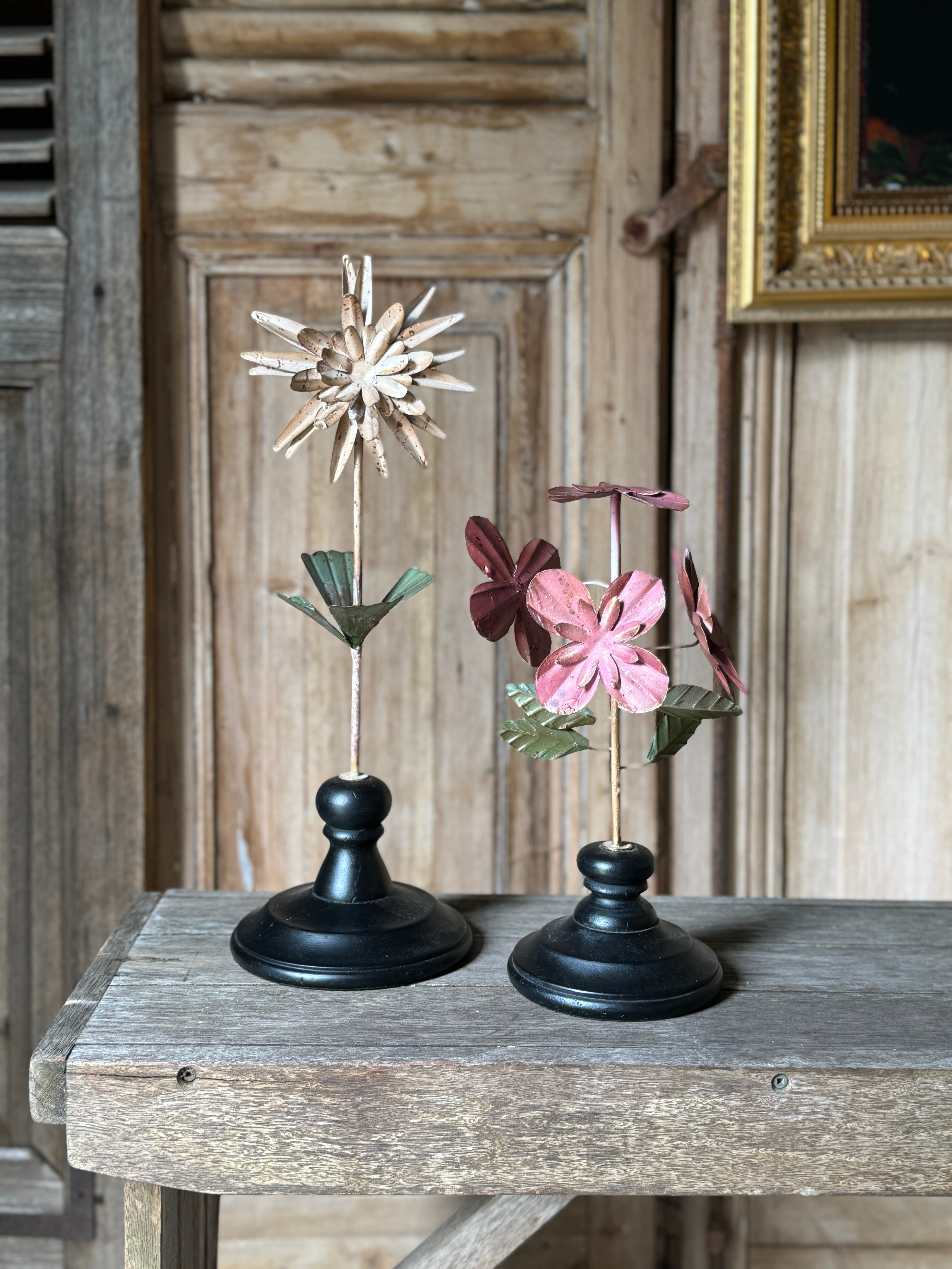 Metal Dahlia on Stand