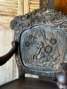 Antique 19th Century Chinese Dragon Throne Chair