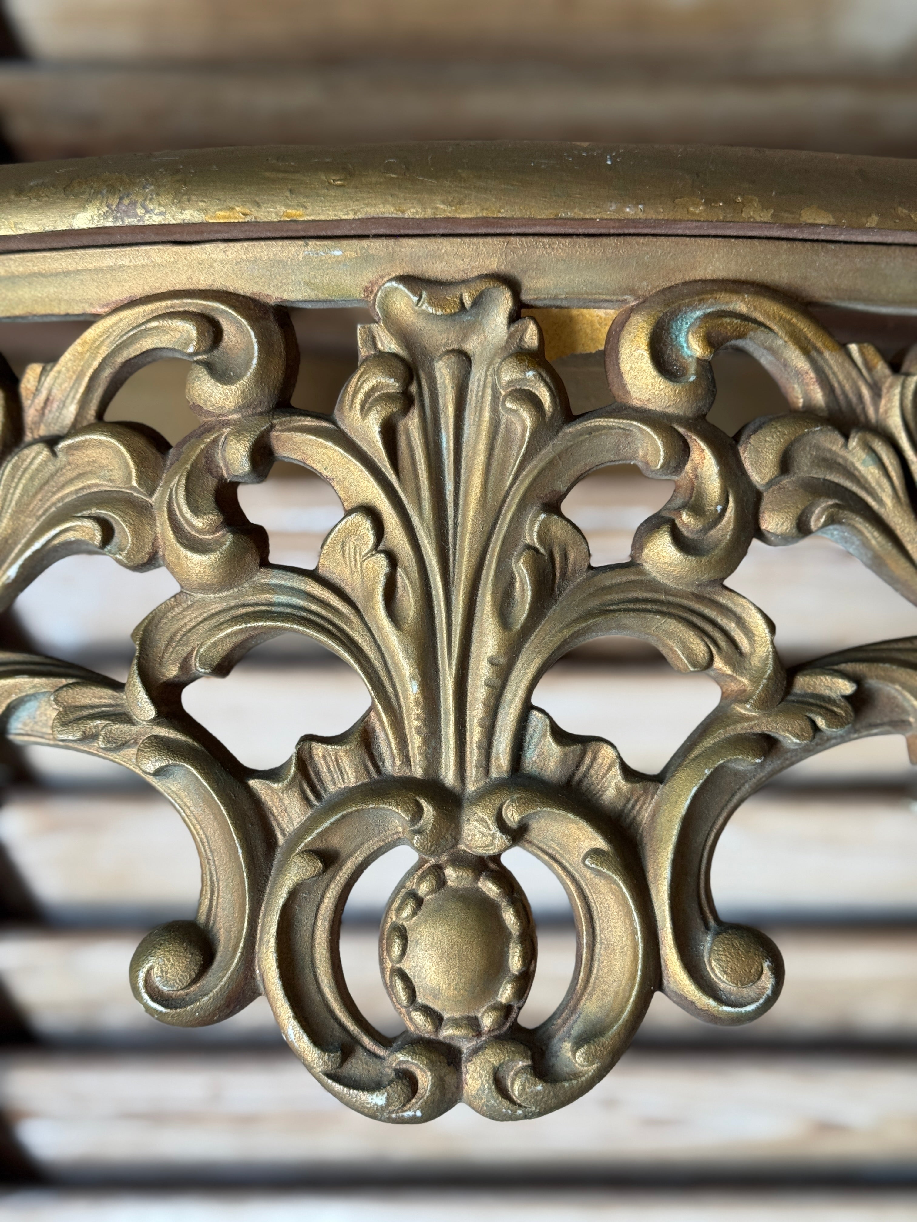 Vintage Gilt Wall Shelf with Rococo Scrollwork